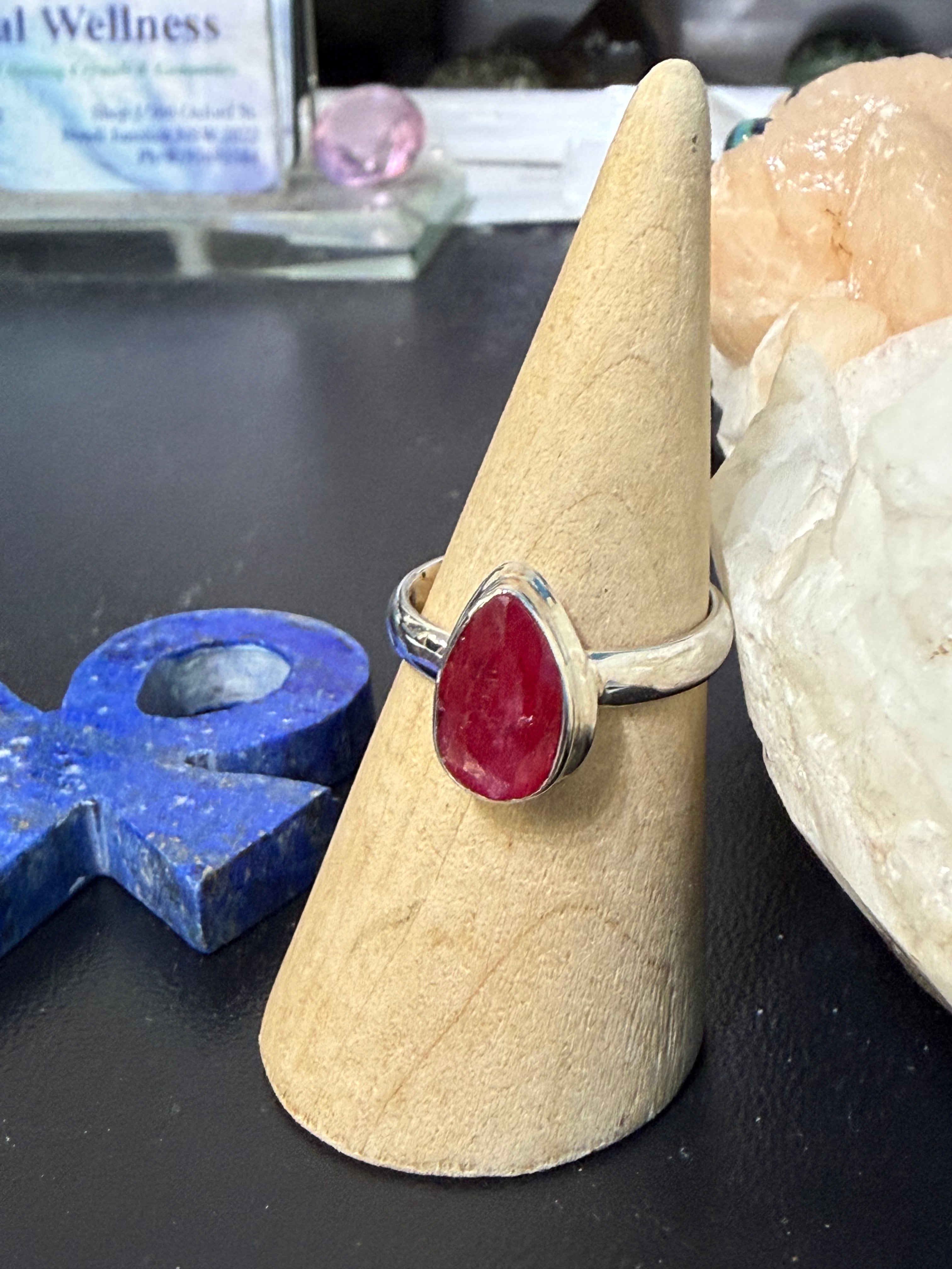 Ruby Ring, size 9  — The Stone of Passion & Vitality Crystal Wellness