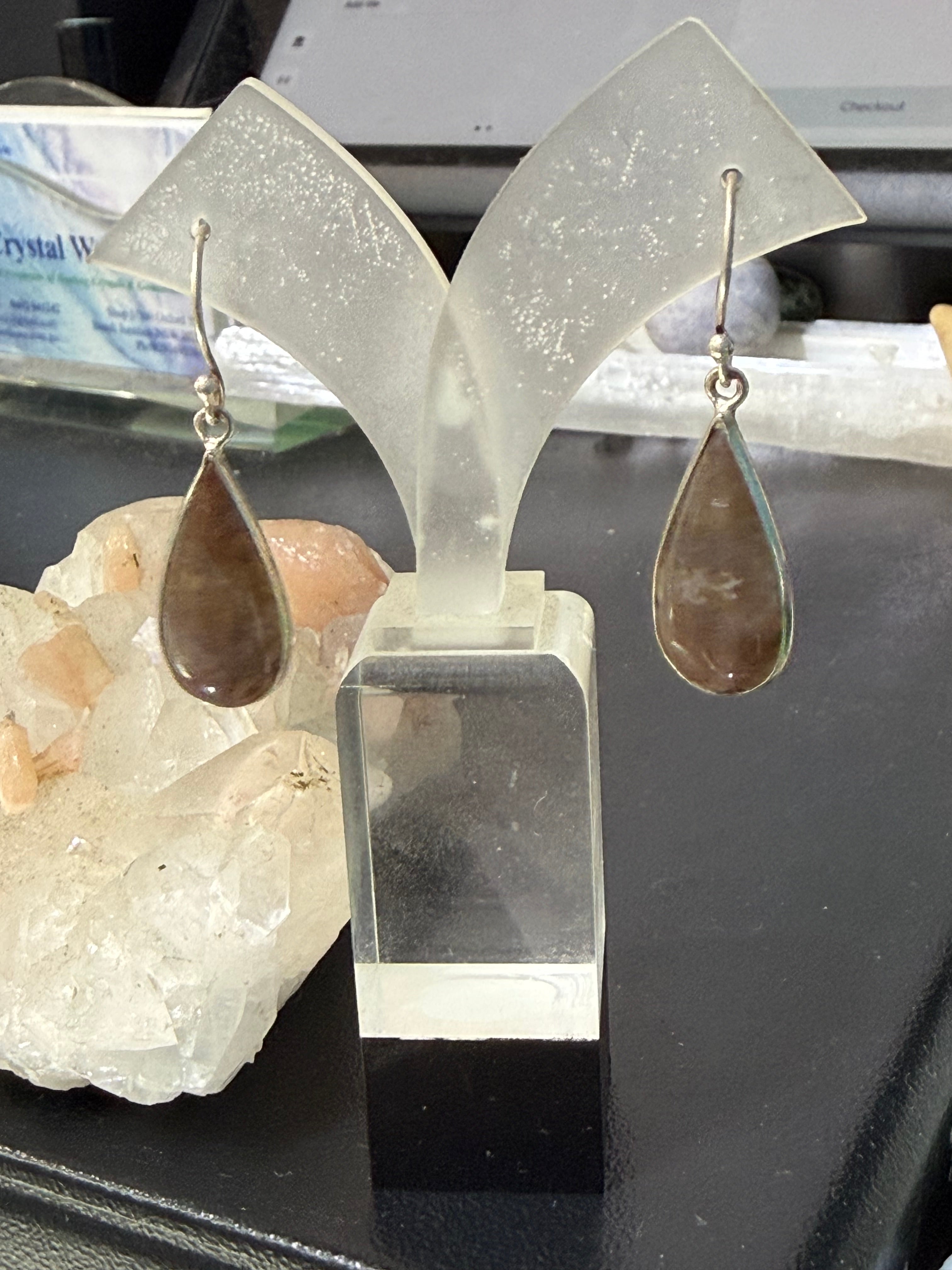 Bloodstone Earrings – Courage, Strength & Vitality, 24mmx12mm Crystal Wellness