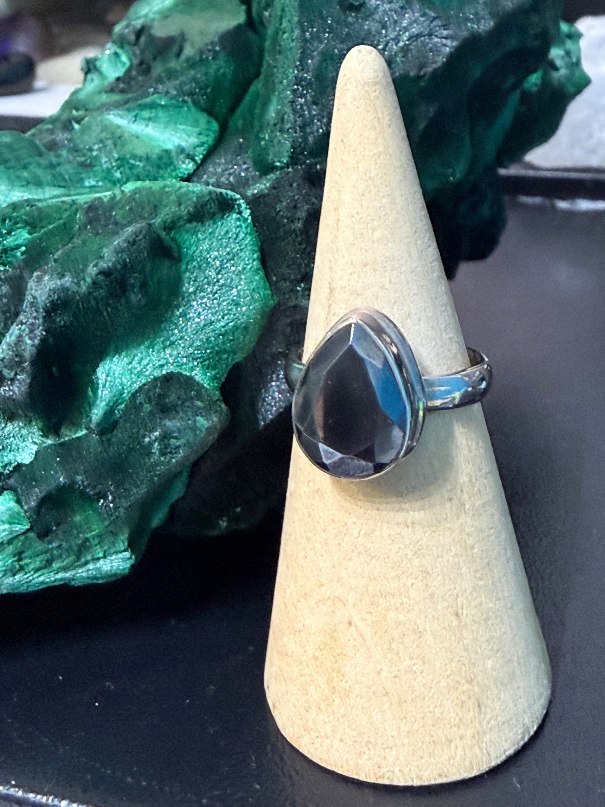 Grounded Strength Hematite Silver Ring – Size 7.5 Crystal Wellness