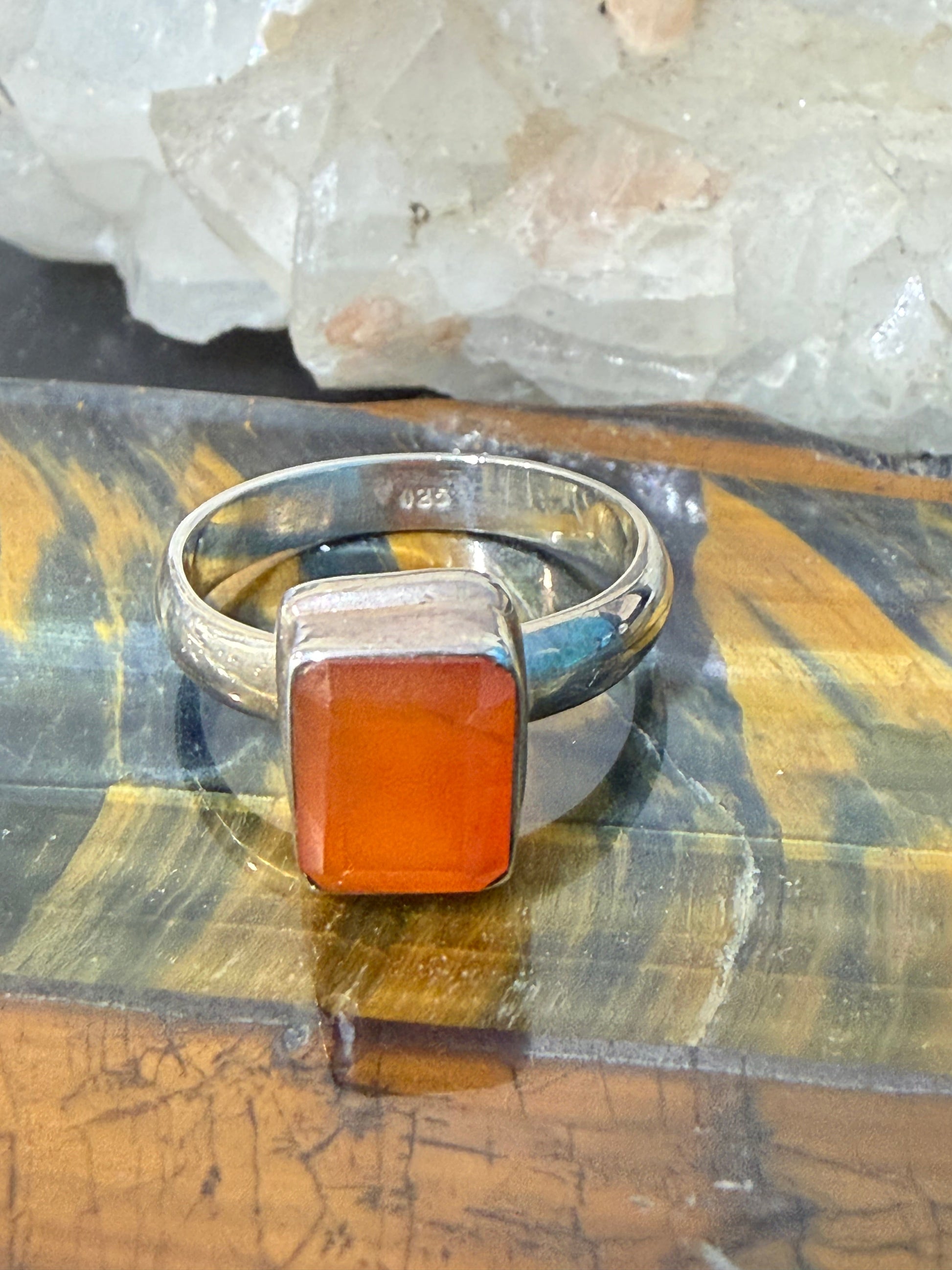 🔥 Carnelian Ring — “Ember of Courage”, size 9 Crystal Wellness