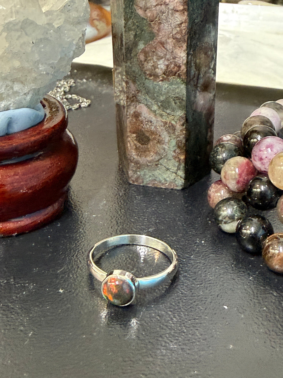 CHALAMA BLACK OPAL RING
“Stone of Mystery, Intuition & Transformation”, size 6 Crystal Wellness