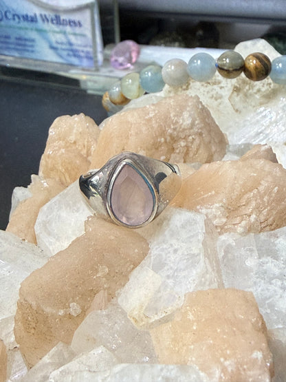 Rose Quartz Ring – The Stone of Unconditional Love, size 7.5