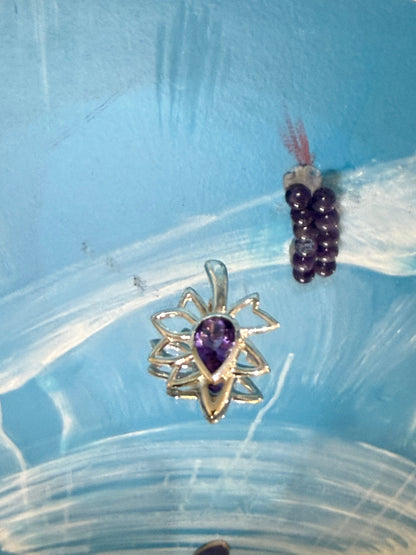 Amethyst Silver Pendant — Stone of Spiritual Wisdom & Inner Peace Crystal Wellness