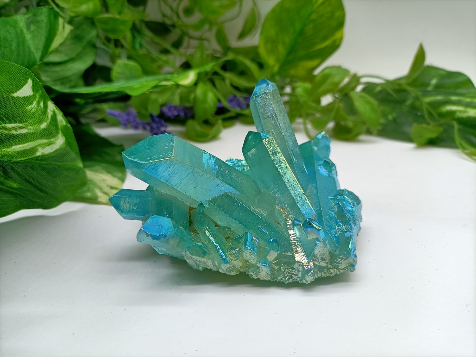 Blue Aura Quartz Cluster Crystal Wellness