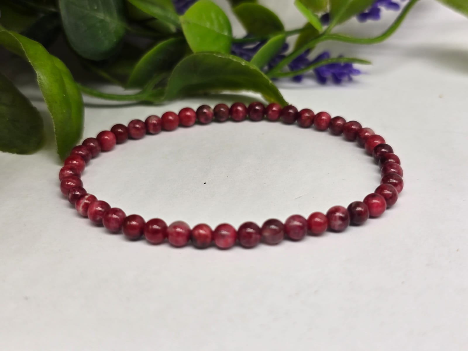 Thulite Beads Bracelet 4mm Crystal Wellness