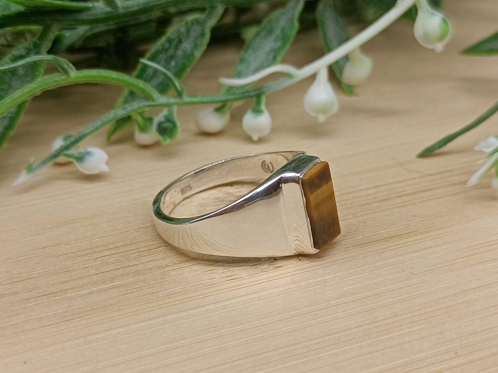 Gold Tigers Eye 925 Sterling Silver Rings Crystal Wellness
