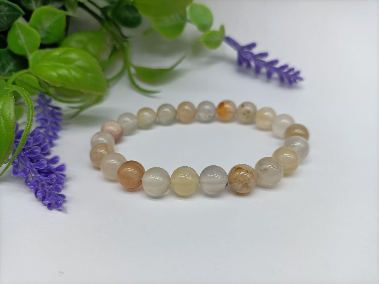 Flower Agate Beads Bracelet Crystal Wellness