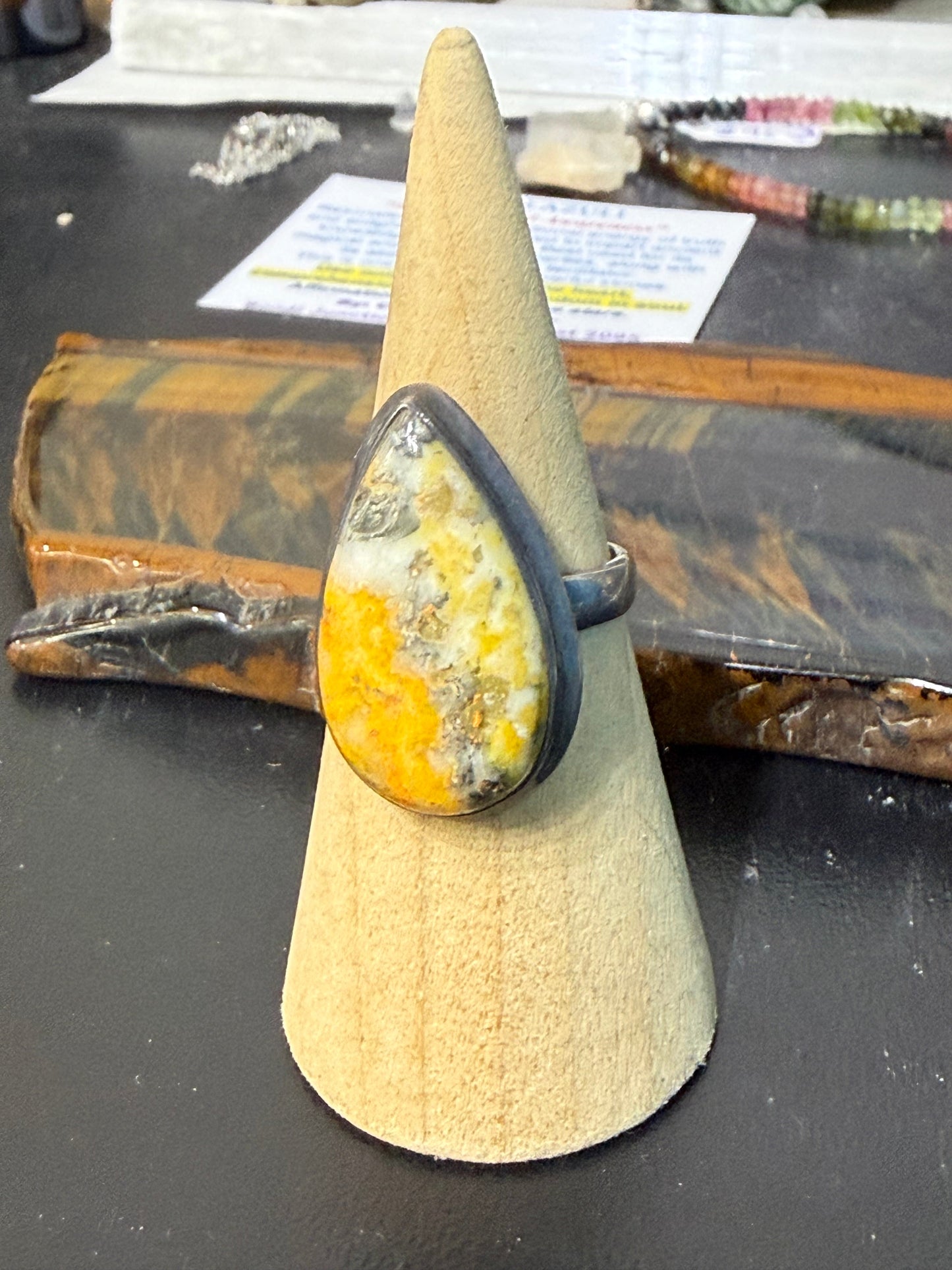 🐝 Bumblebee Jasper Silver Ring — Joy, Confidence & Personal Power, size 8 Crystal Wellness