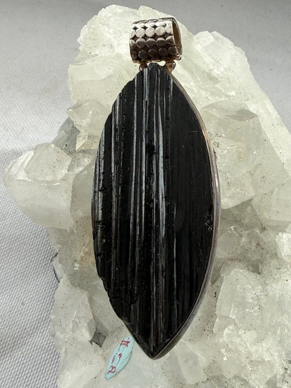 Black Tourmaline Sterling Silver Pendant — Shield of Protection & Grounding Crystal Wellness