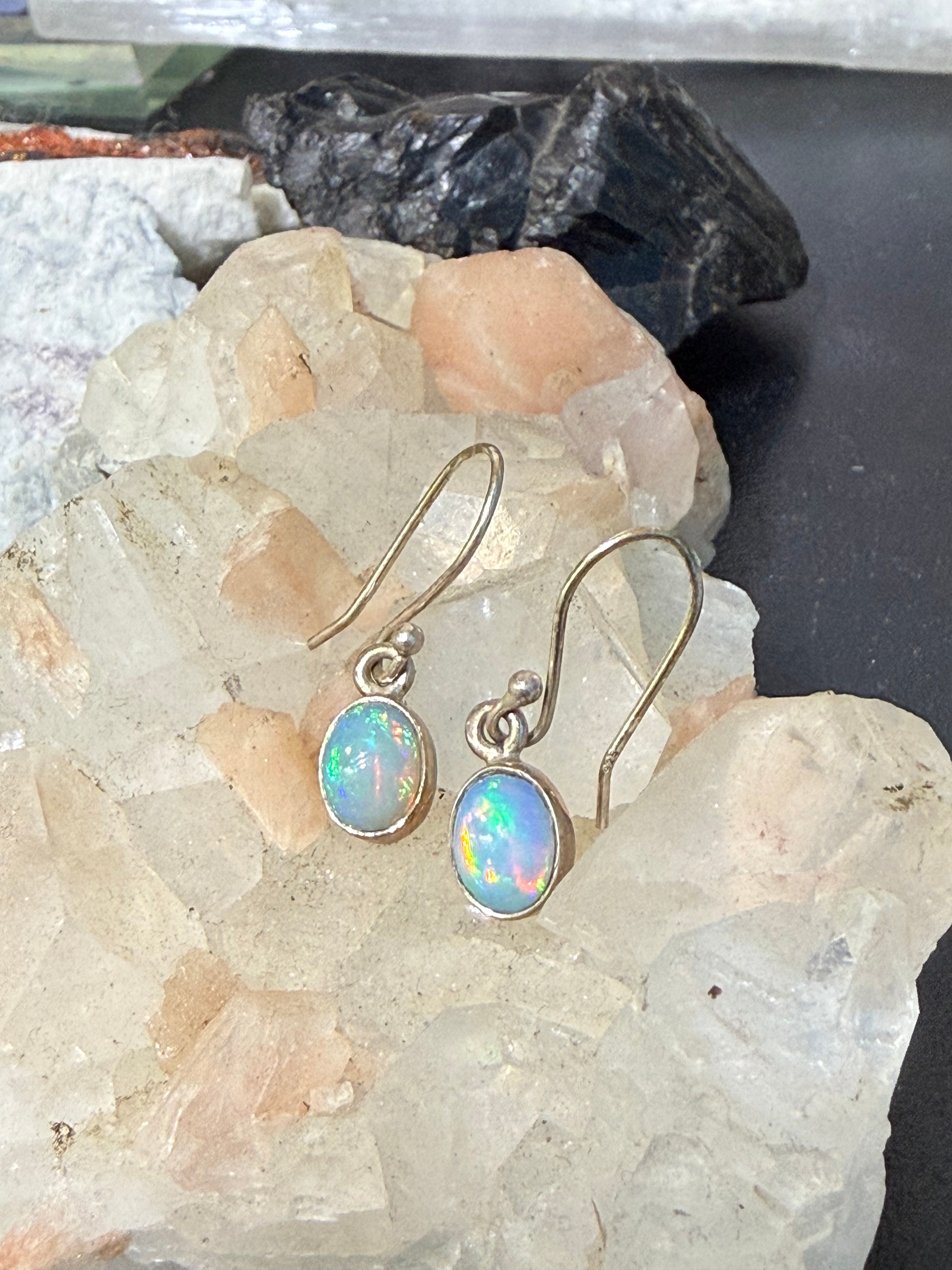 Ethiopian Opal Earrings — A Dance of Light and Possibility, 8mmx7mm Crystal Wellness