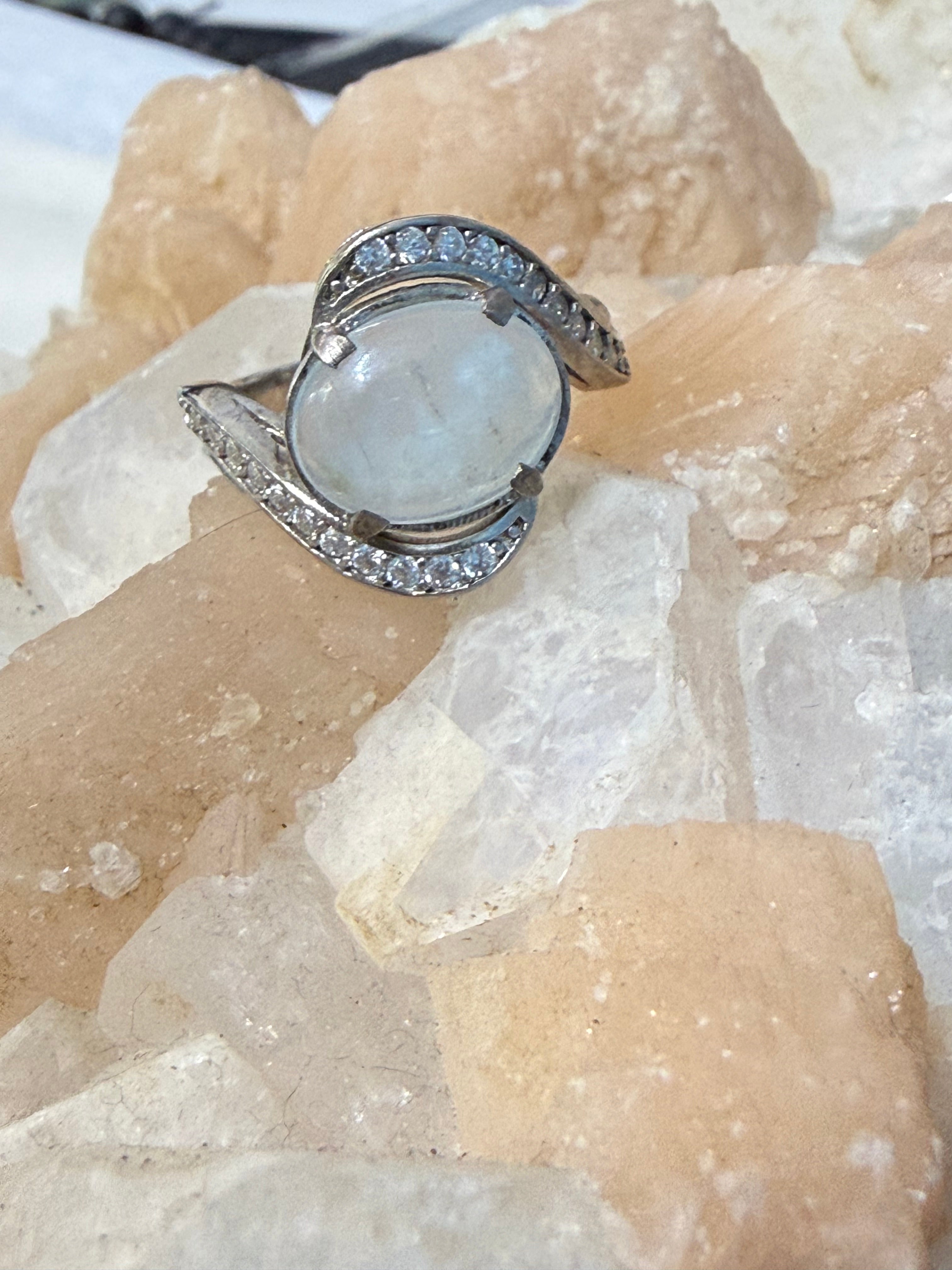 Aquamarine & Zircon Ring, size 5$6.5 – Stone of Calm Clarity & Radiant Truth Crystal Wellness