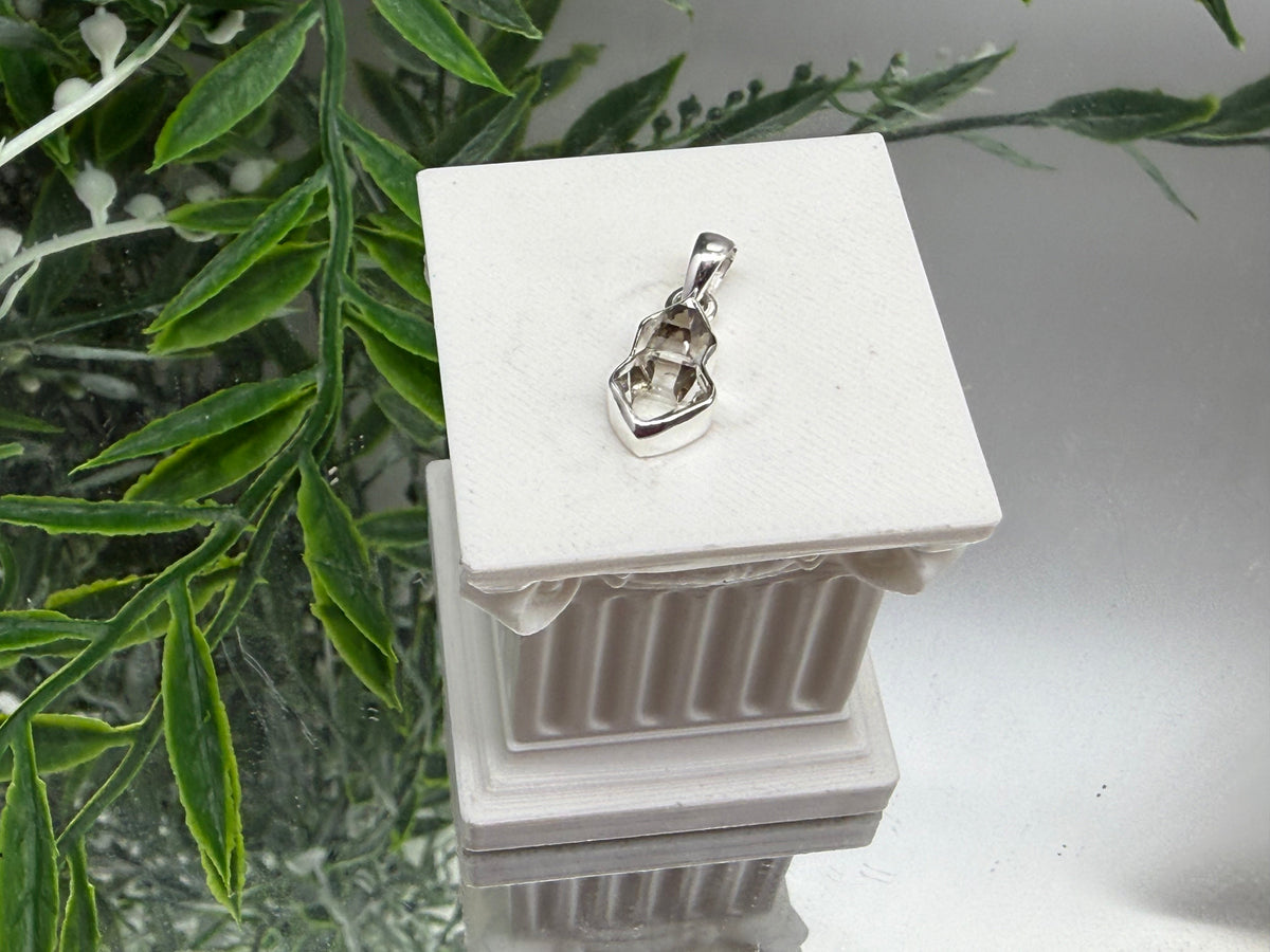 HERKIMER DIAMOND SILVER PENDANT — “Clarity, Light & Spiritual Connection”, 14mmx10mm Crystal Wellness