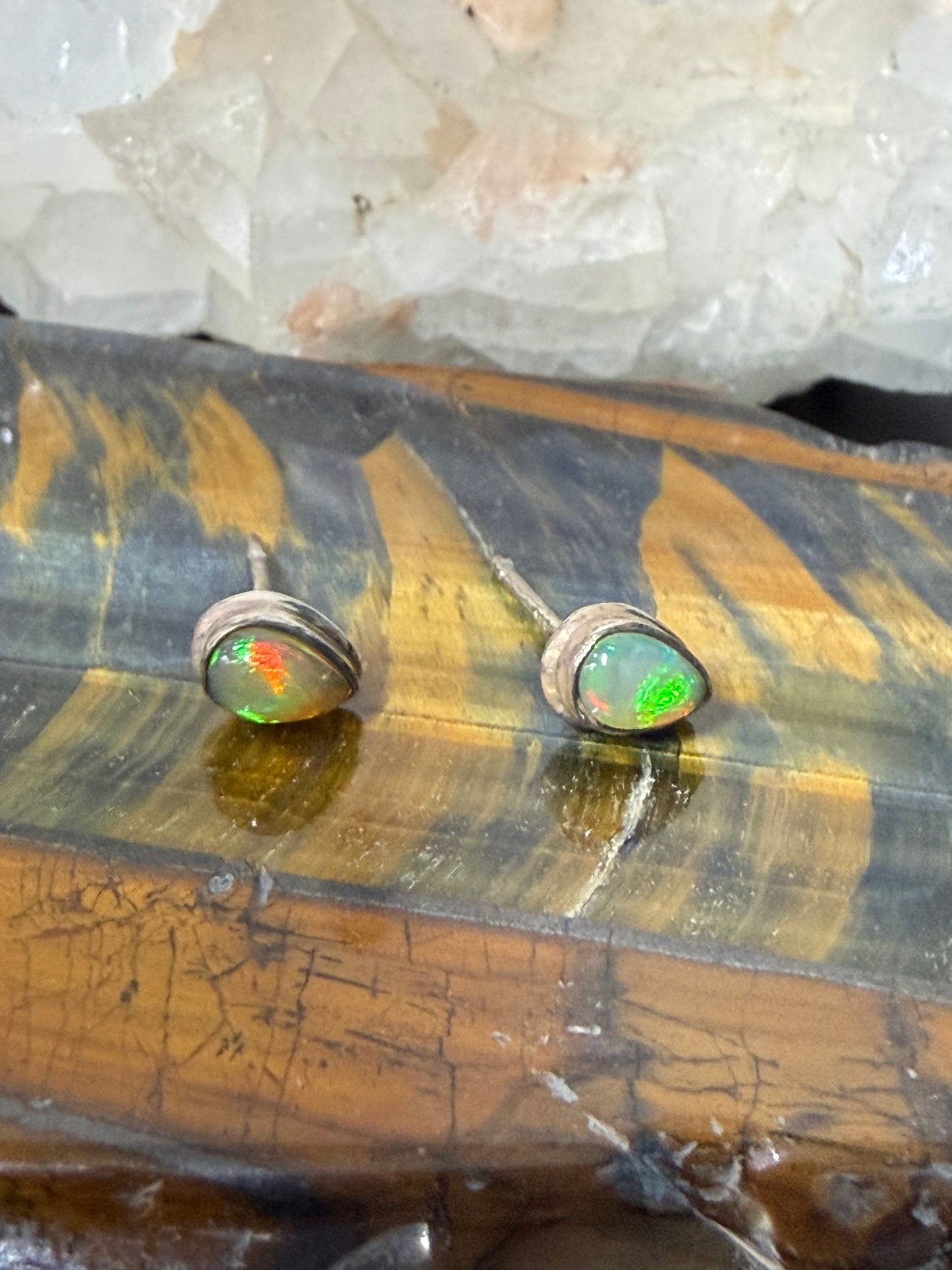 Ethiopian Opal Stud Earrings – A Spark of Inspiration & Inner Light, 7mmx5mm Crystal Wellness