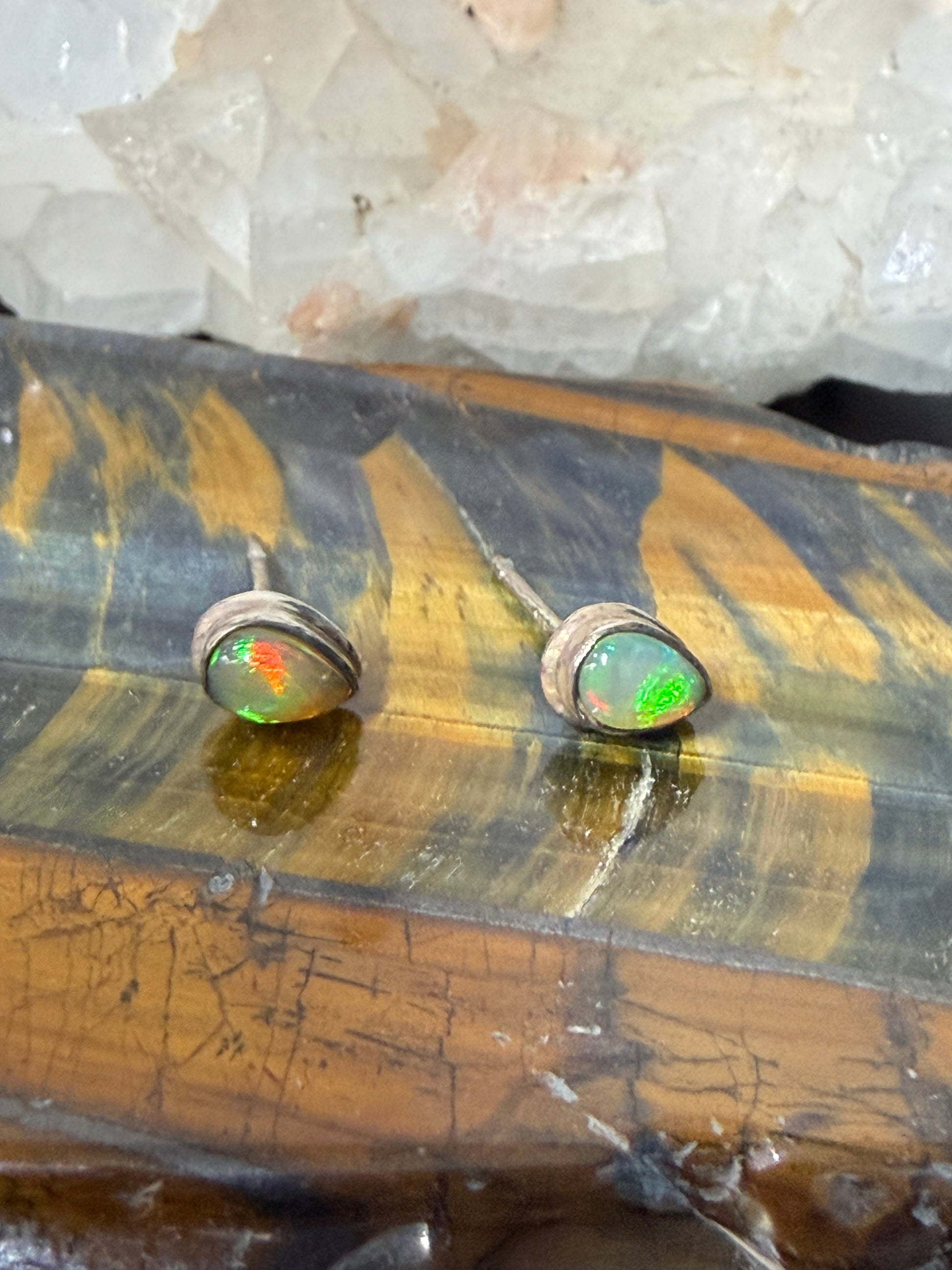 Ethiopian Opal Stud Earrings – A Spark of Inspiration & Inner Light, 7mmx5mm Crystal Wellness