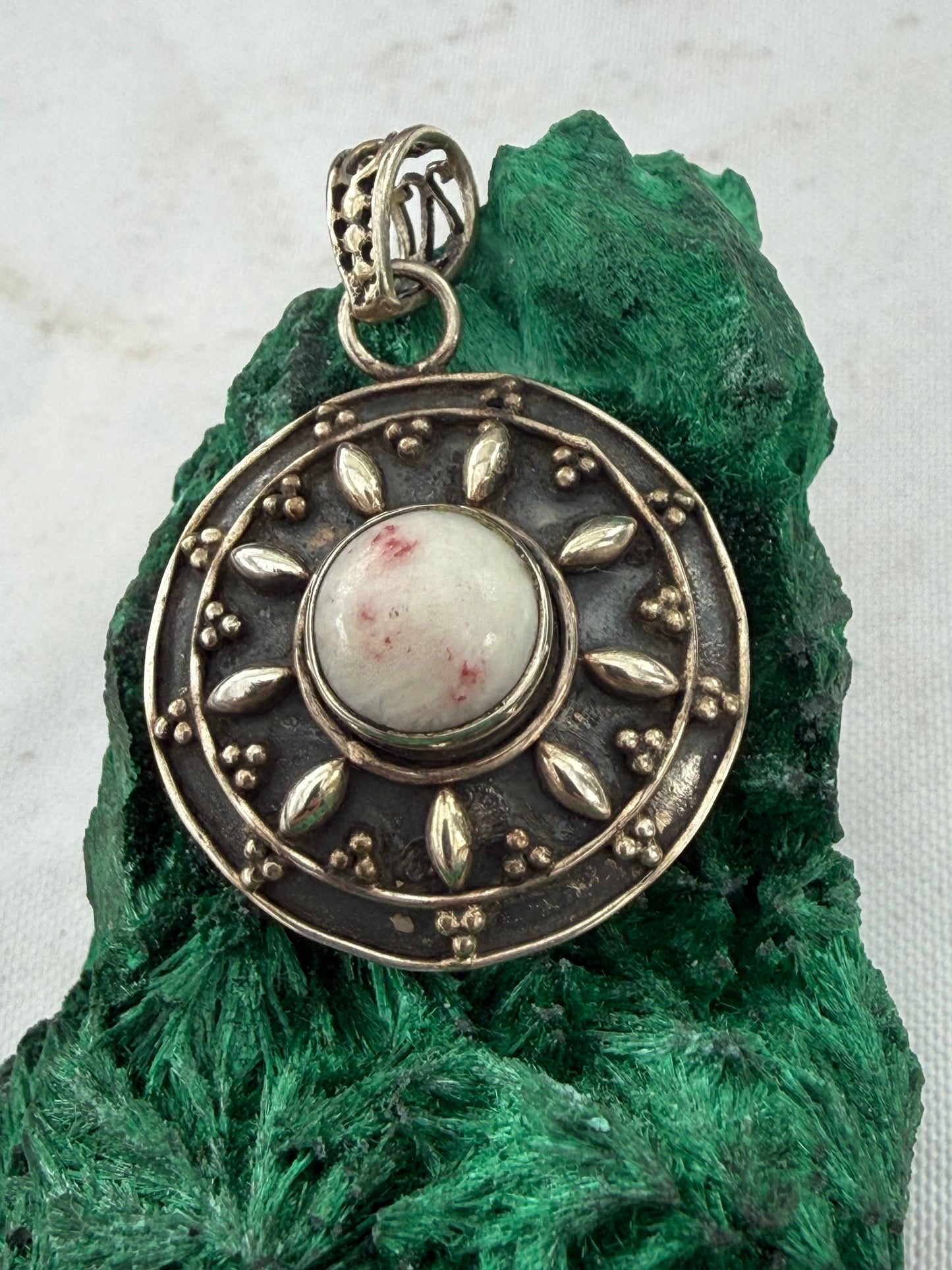 Cinnabar Silver Pendant 25mmx25mm Crystal Wellness