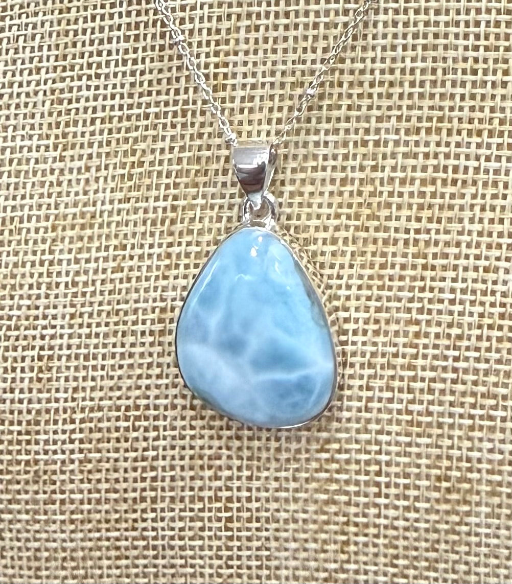 Larimar 925 Sterling Silver Pendant Crystal Wellness