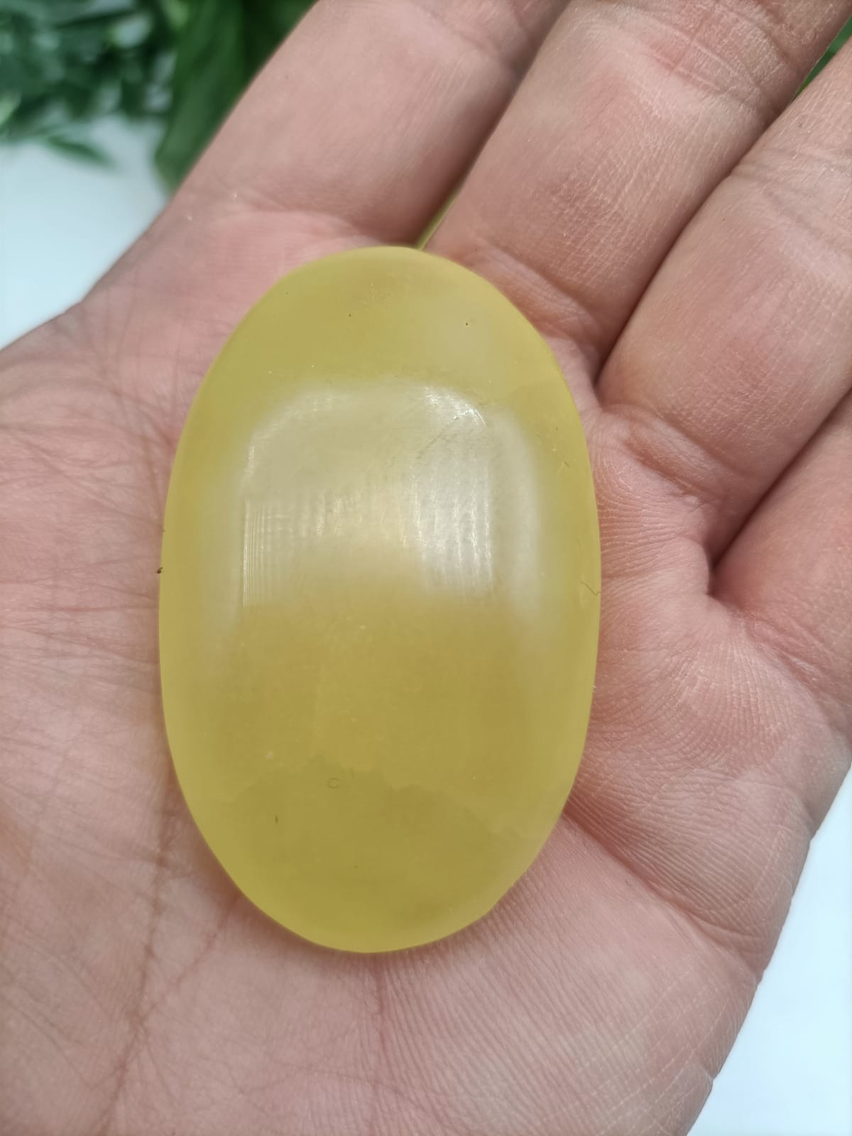 Lemon Calcite Palm Stone Crystal Wellness