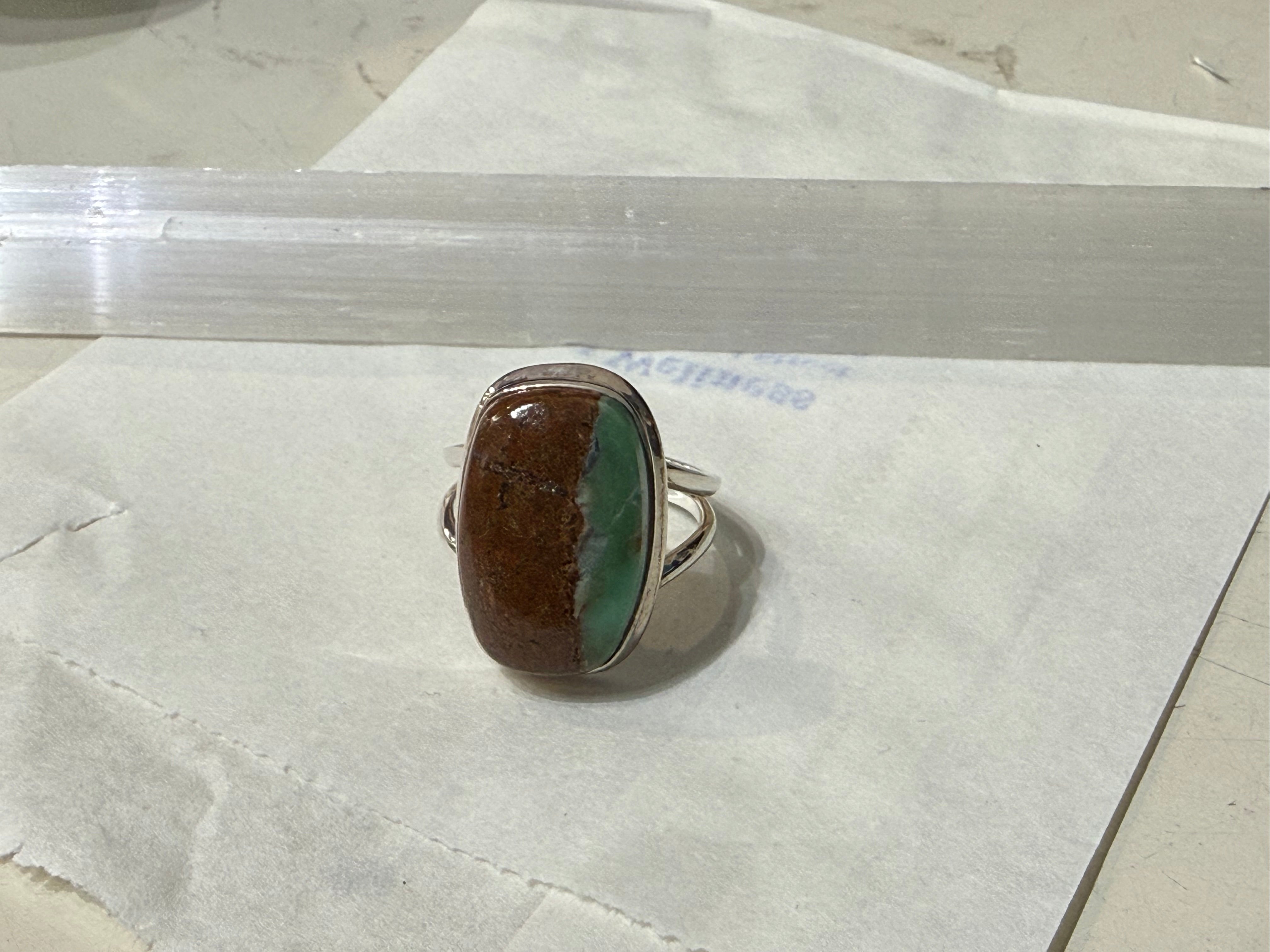 Boulder Chrysoprase Ring – Stone of Hope & Heart Renewal, size 9 Crystal Wellness