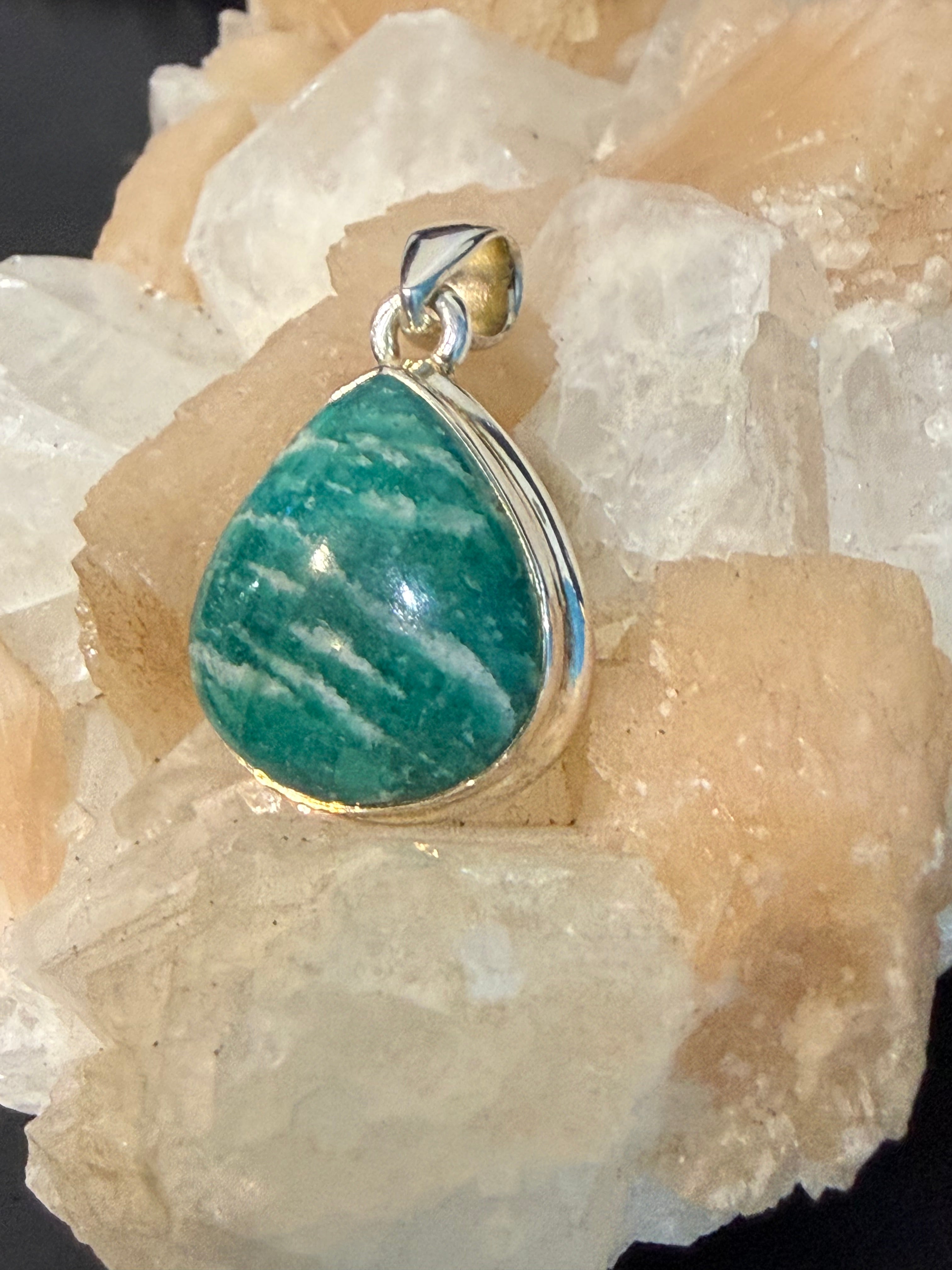 Amazonite Pendant, 23mmx20mm Crystal Wellness