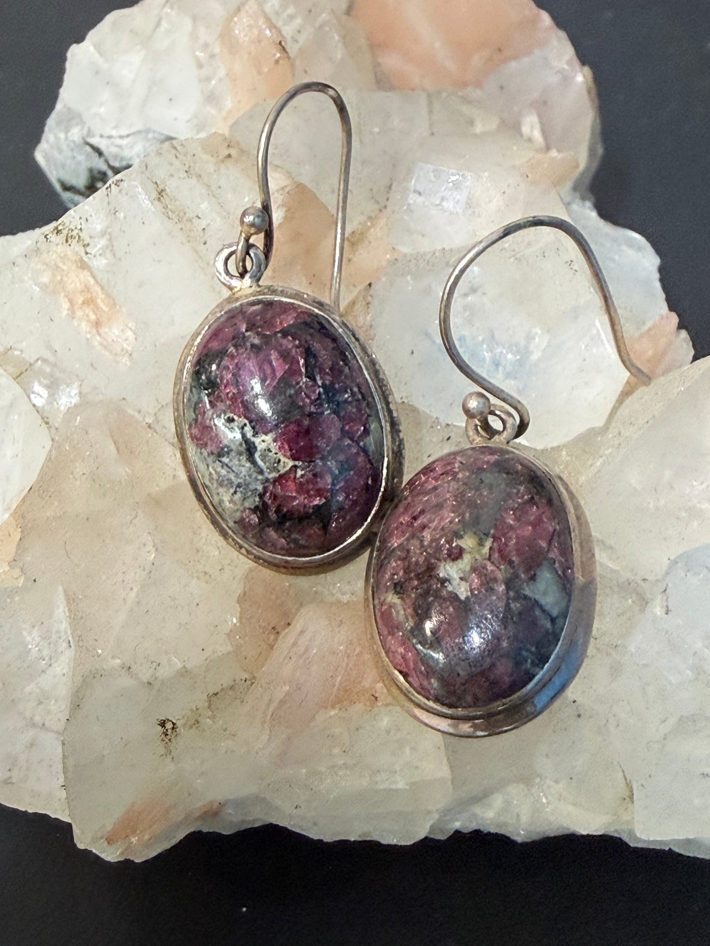 Eudialyte Earrings – Stone of Heart Healing, Courage & Life Purpose, 20mmx16mm Crystal Wellness