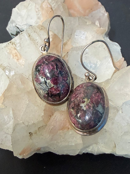 Eudialyte Earrings – Stone of Heart Healing, Courage & Life Purpose, 20mmx16mm Crystal Wellness