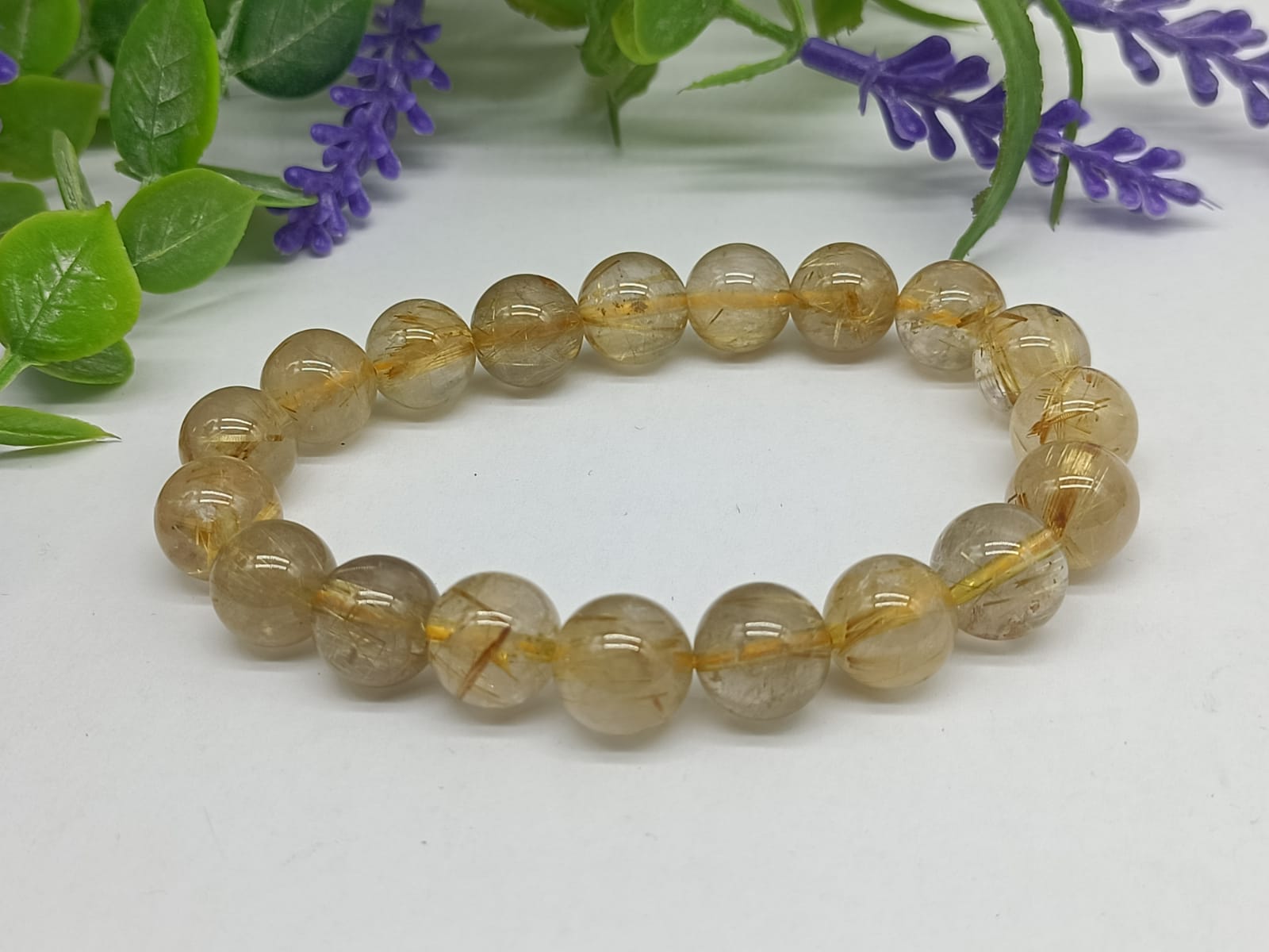 Golden Rutilated High Grade Beads Bracelet Crystal Wellness