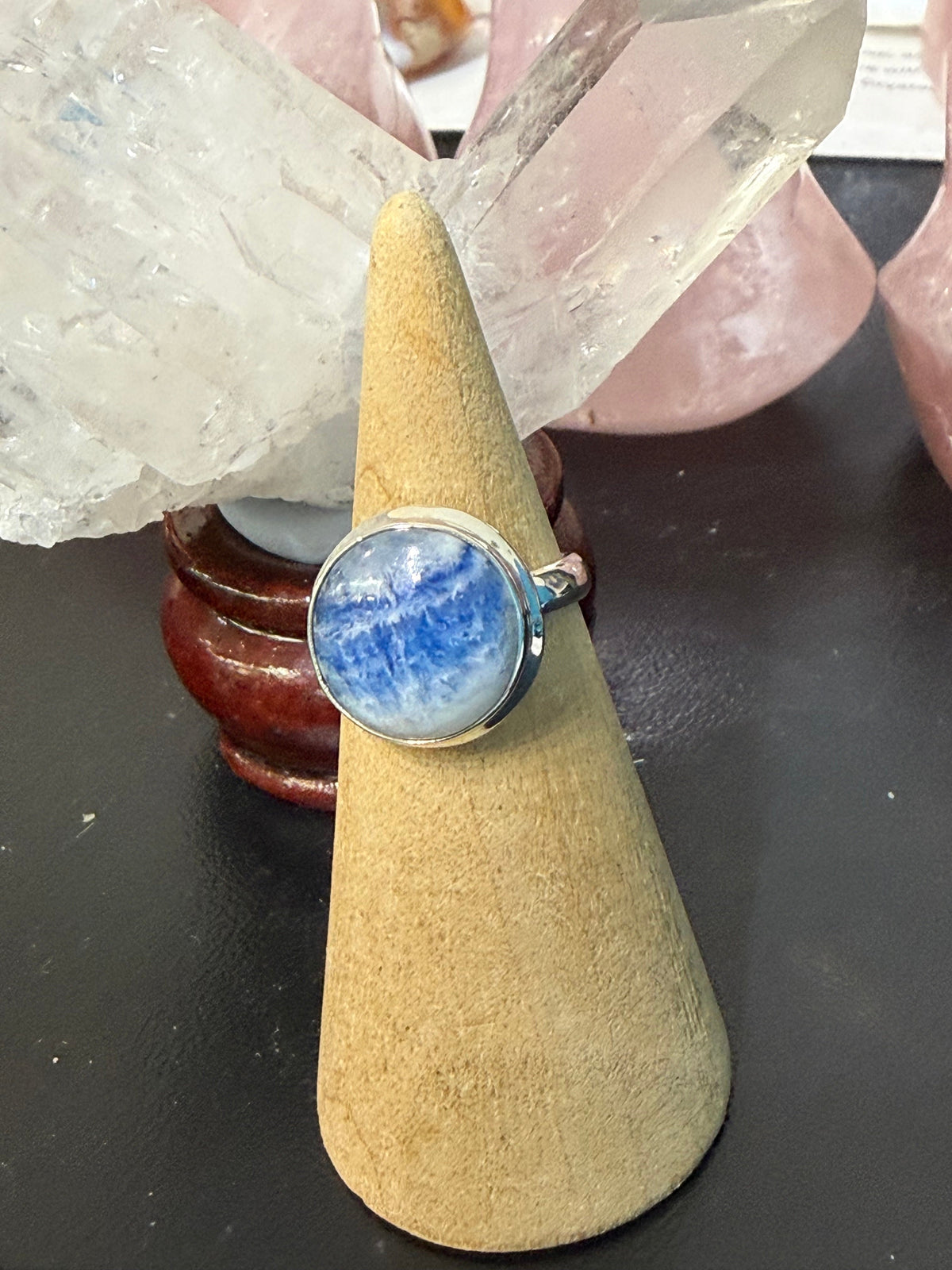BLUE SCHEELITE RING – Intuition, Inner Peace & Spiritual Clarity, size 6 Crystal Wellness