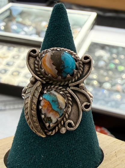Spiny Oyster Turquoise Statement Ring, size 11 Crystal Wellness