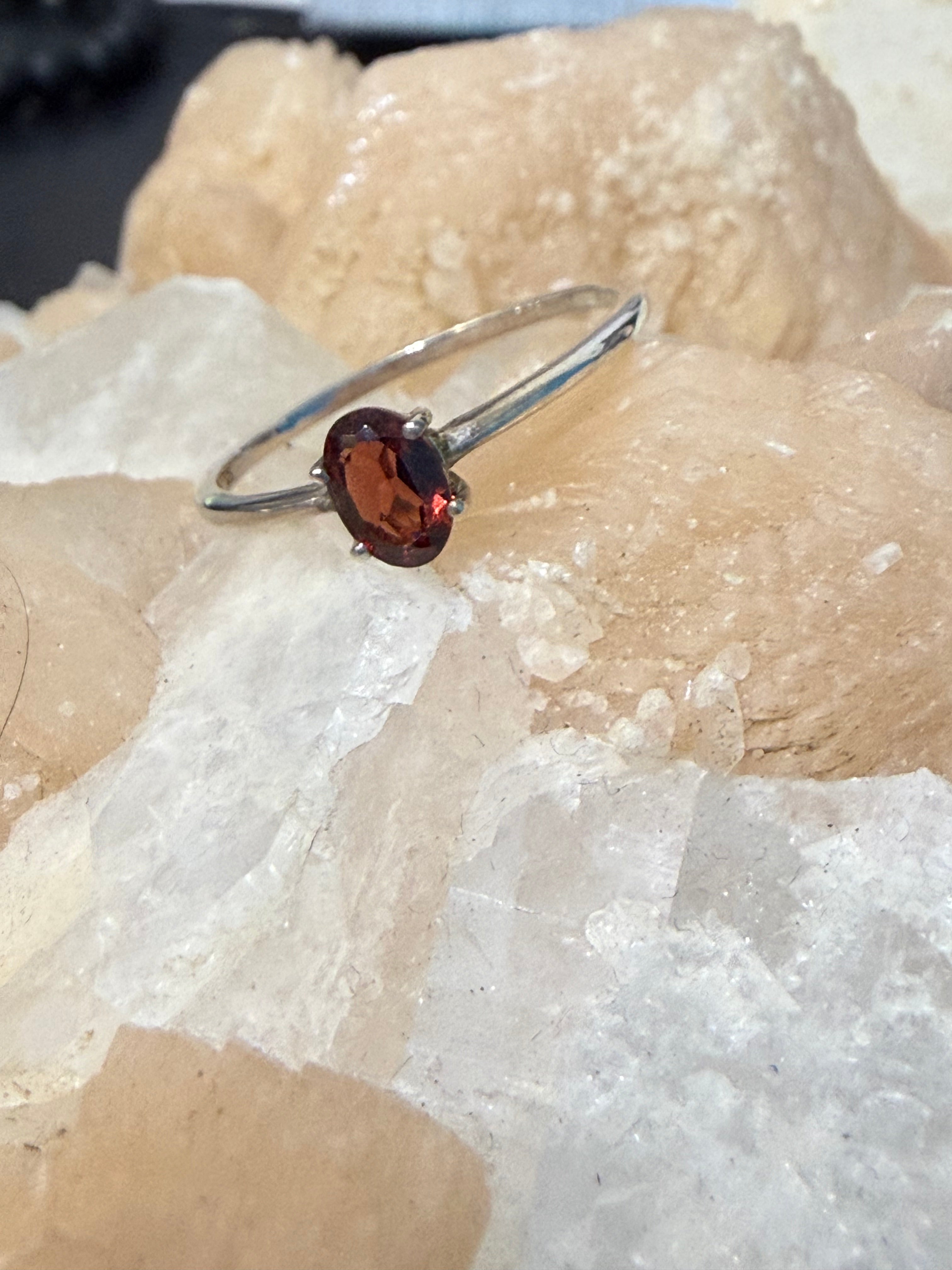 Natural Garnet Ring, size 8 – Passion, Strength & Grounding Crystal Wellness
