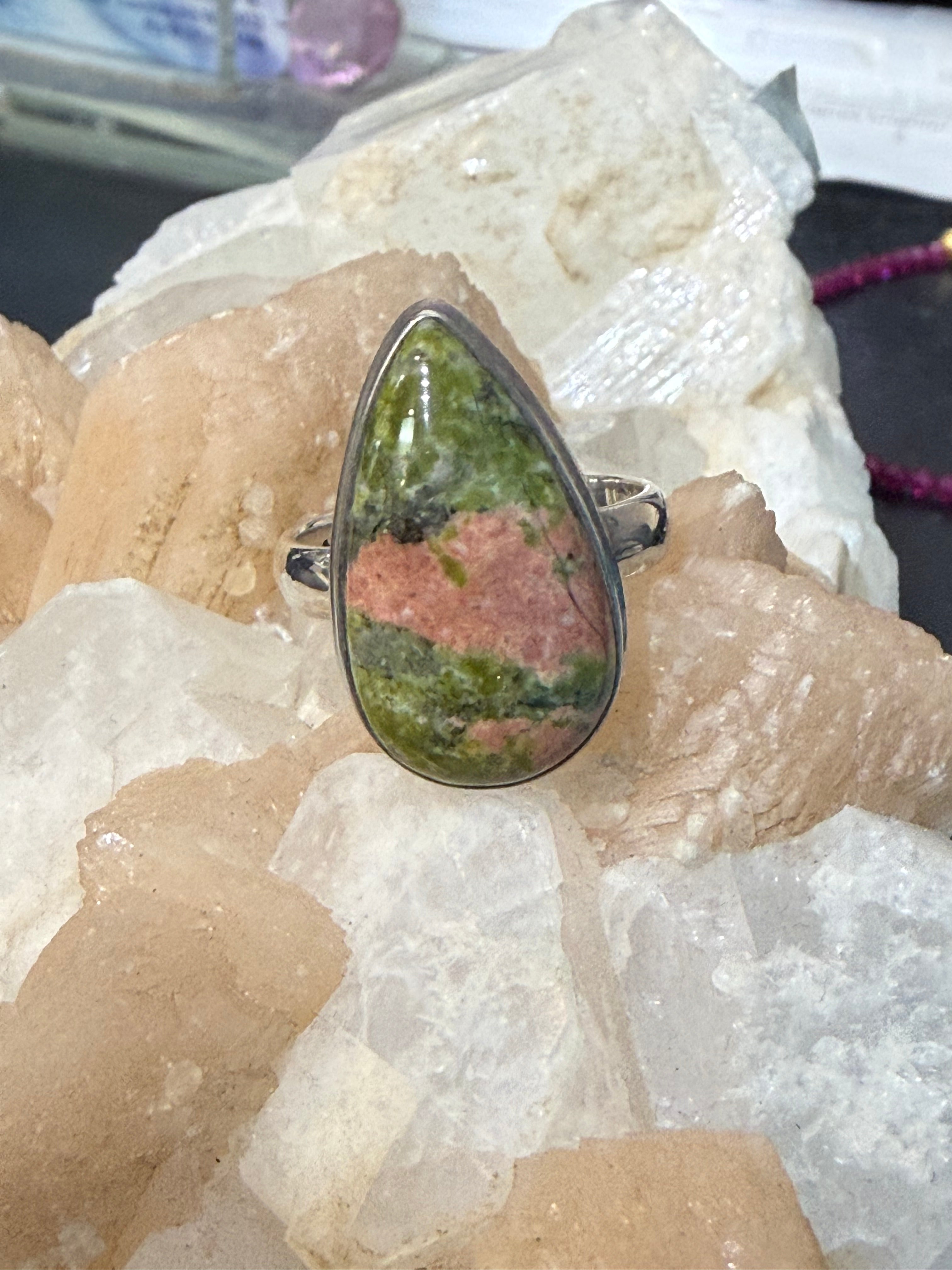 Unakite Ring, size 9 – Stone of Emotional Healing, Balance & New Beginnings Crystal Wellness