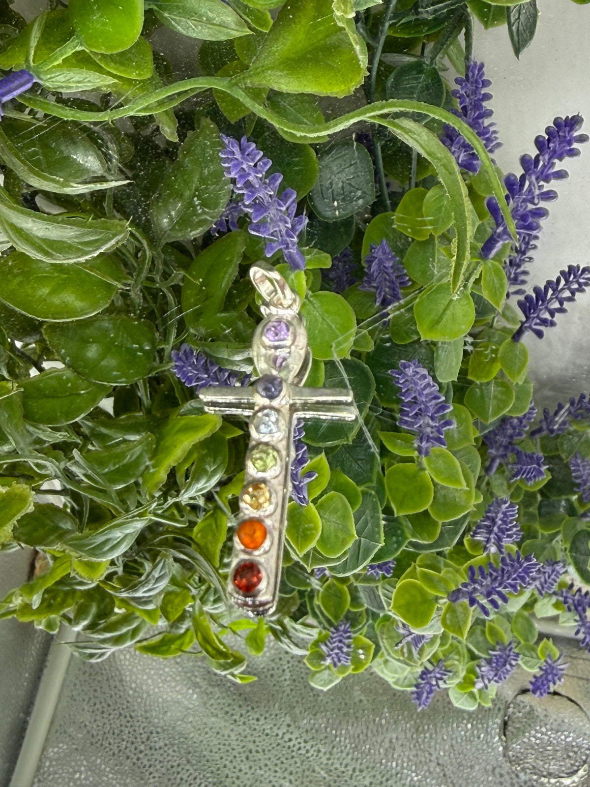 Sacred Cross Chakra Pendant — Faith, Protection & Inner Balance, 35mmx18mm Crystal Wellness