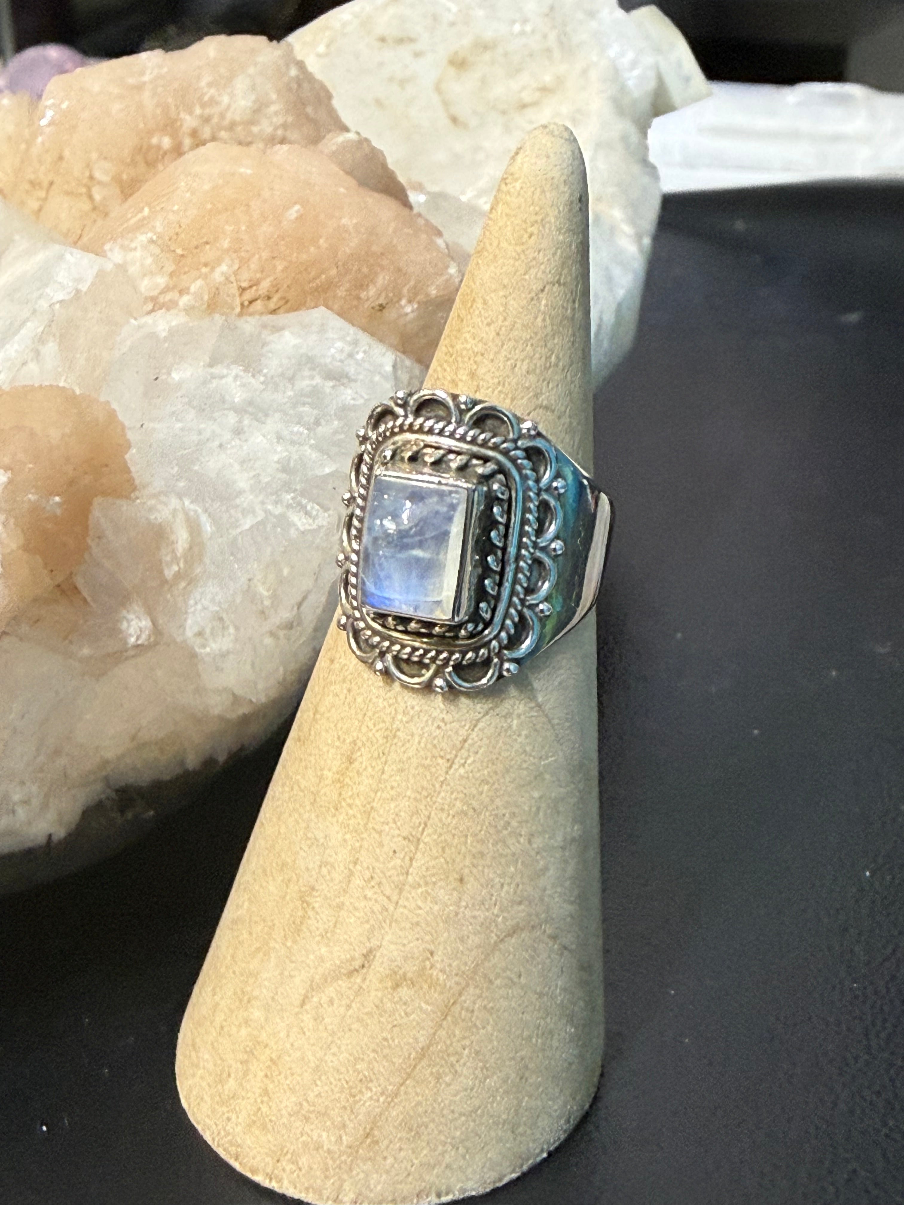 Moonstone Sterling Silver Ring – Size 5.5 Crystal Wellness
