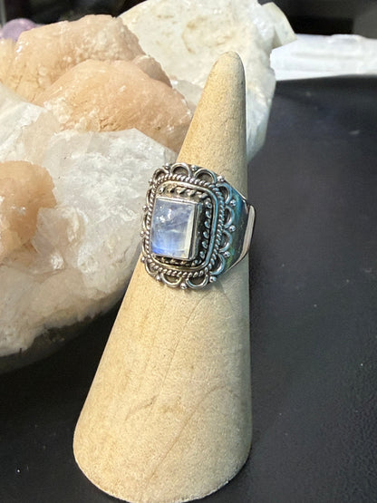 Moonstone Sterling Silver Ring – Size 5.5 Crystal Wellness
