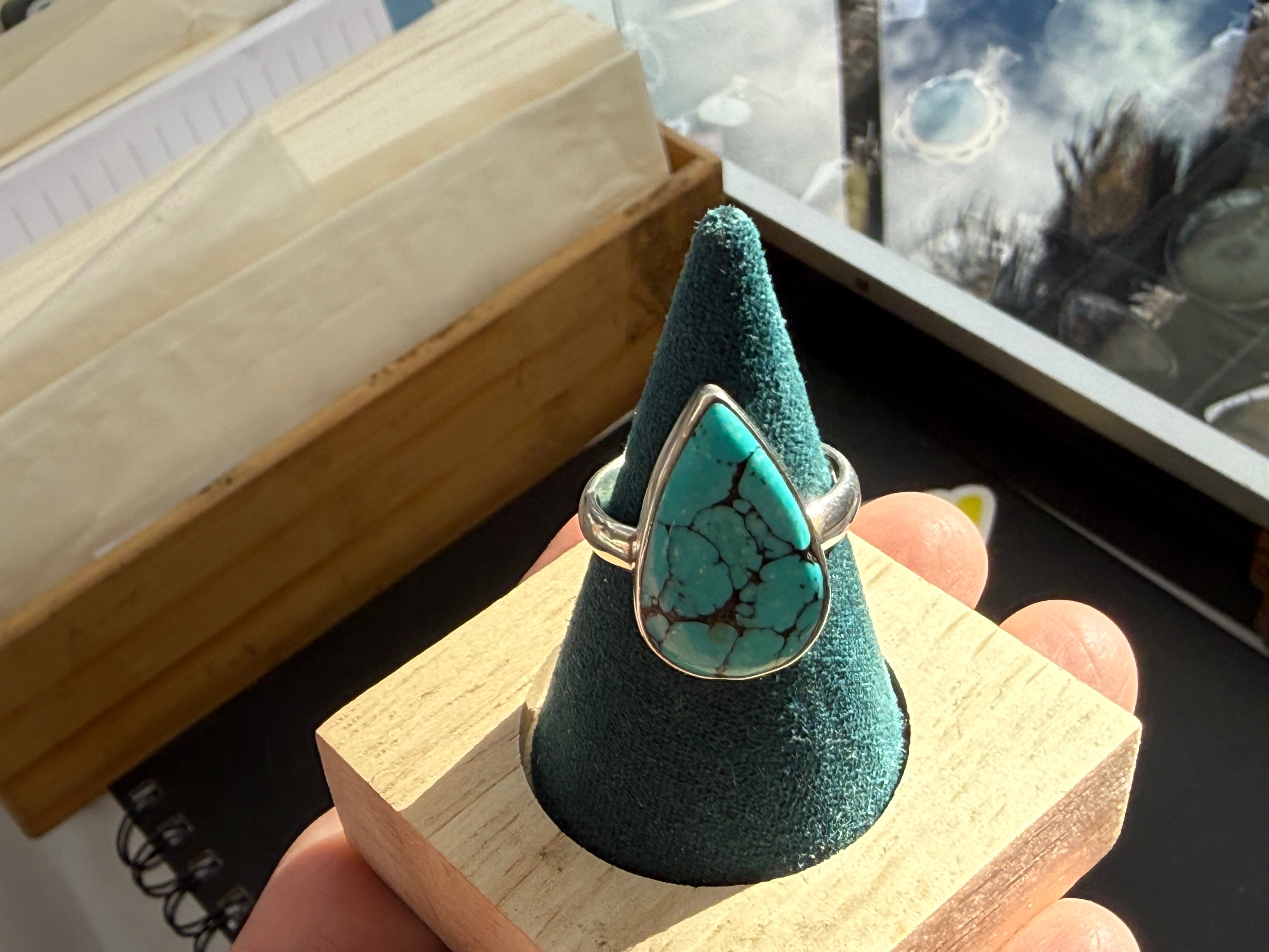 Turquoise Ring, size 8 – Protection, Wisdom & Authentic Expression Crystal Wellness