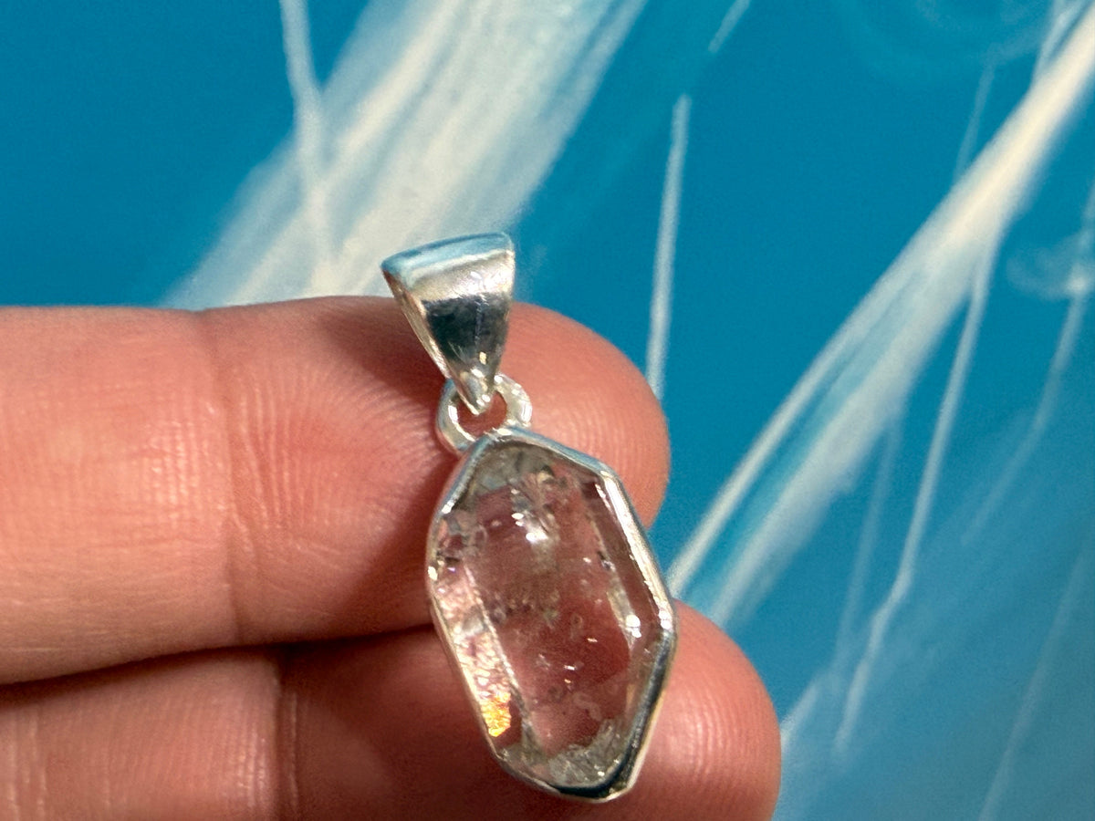 Herkimer Diamond Pendant – “Stone of Clarity, Light & Spiritual Awakening”, 15mmx11mm Crystal Wellness