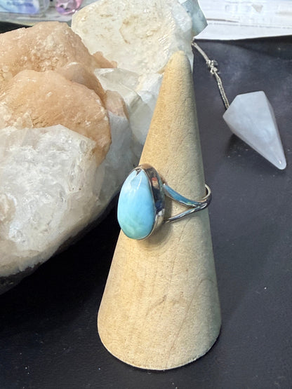 Larimar Ring – Ocean of Serenity, size 7 Crystal Wellness