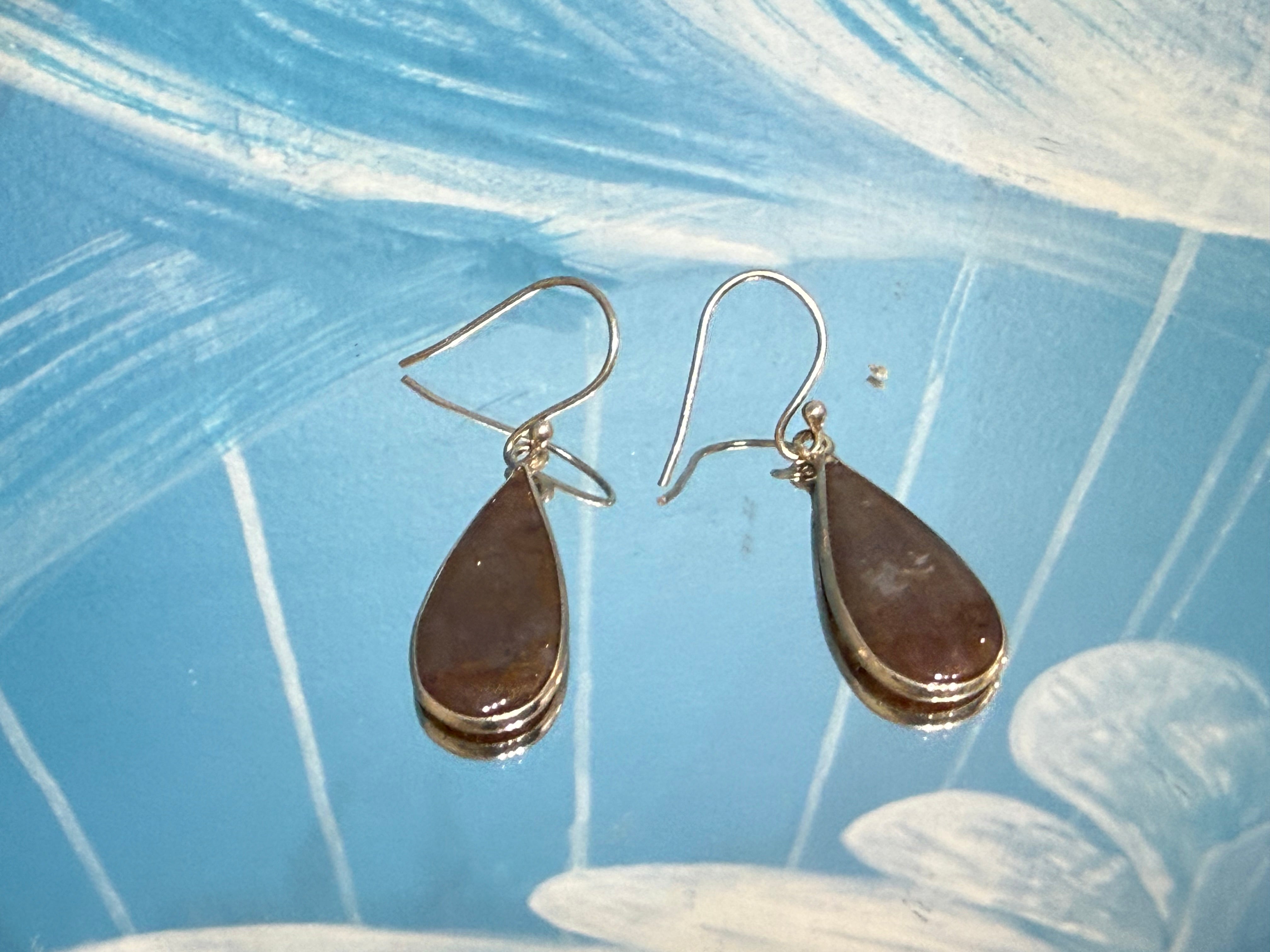 Bloodstone Earrings – Courage, Strength & Vitality, 24mmx12mm Crystal Wellness