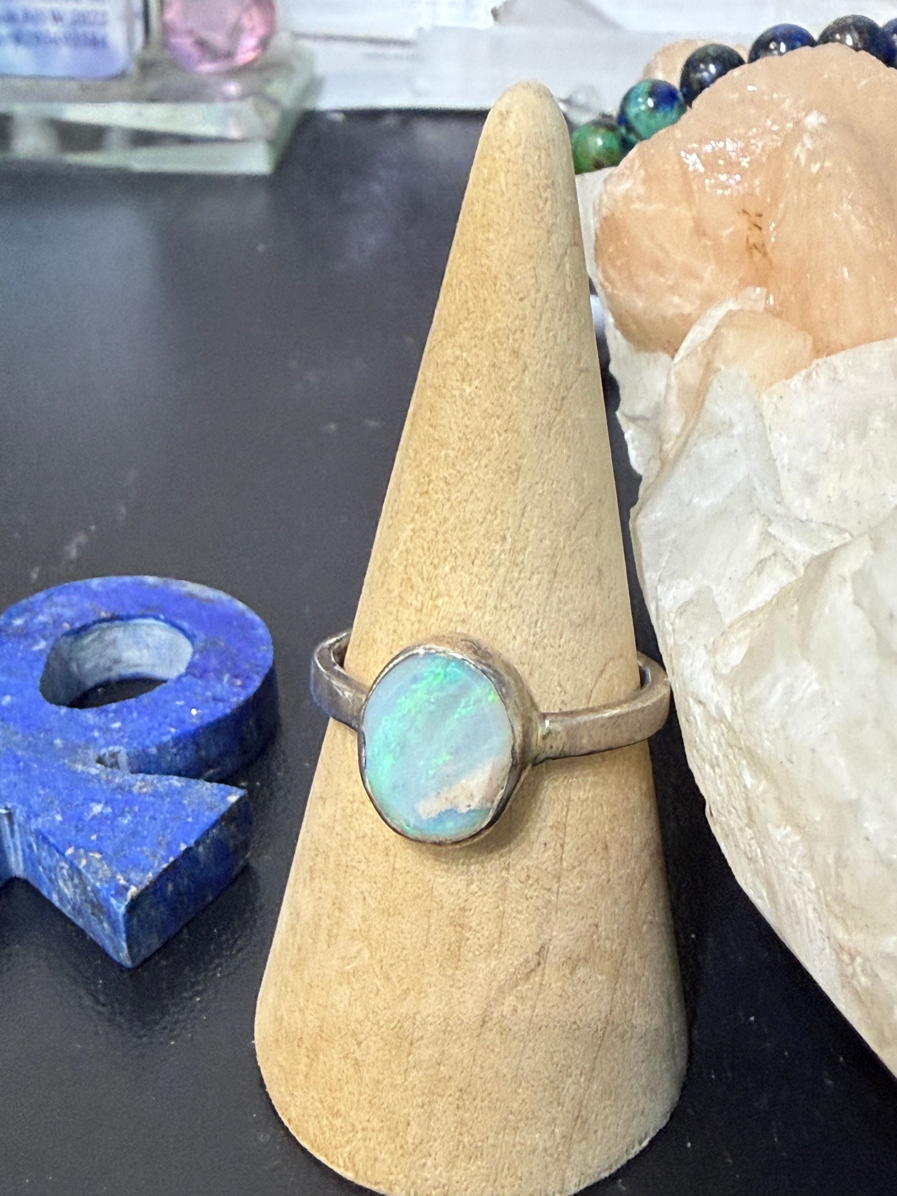 Australian Opal Ring, size 10 — A Glimpse of the Australian Sky Crystal Wellness