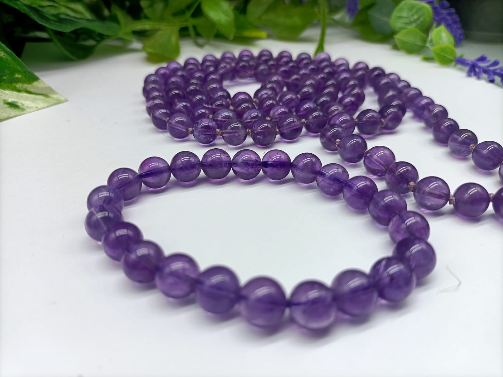 Amethyst Mala Beads 8mm with Bracelet Included Crystal Wellness