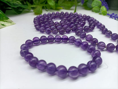 Amethyst Mala Beads 8mm with Bracelet Included Crystal Wellness