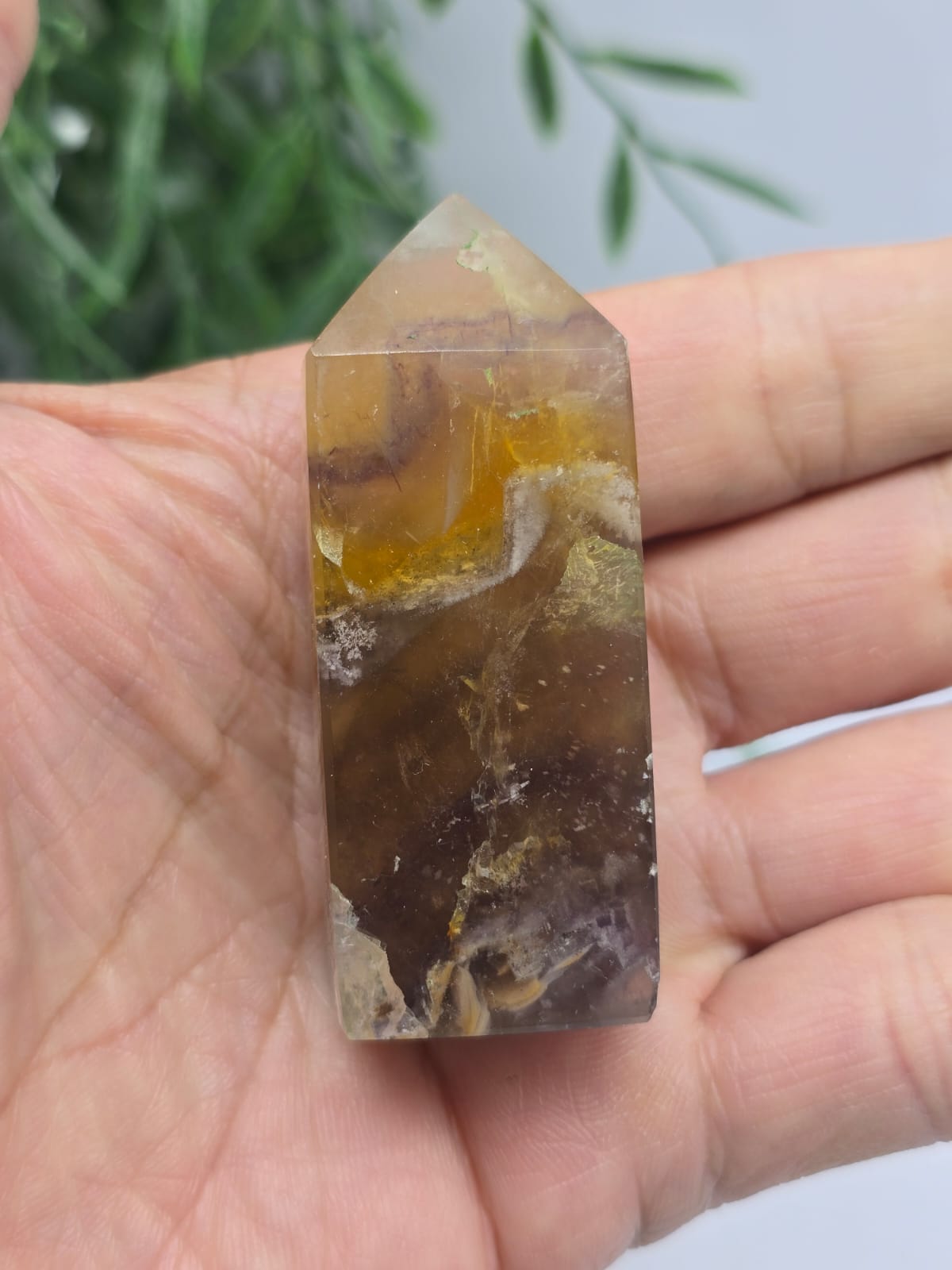 Yellow Fluorite Point Crystal Wellness