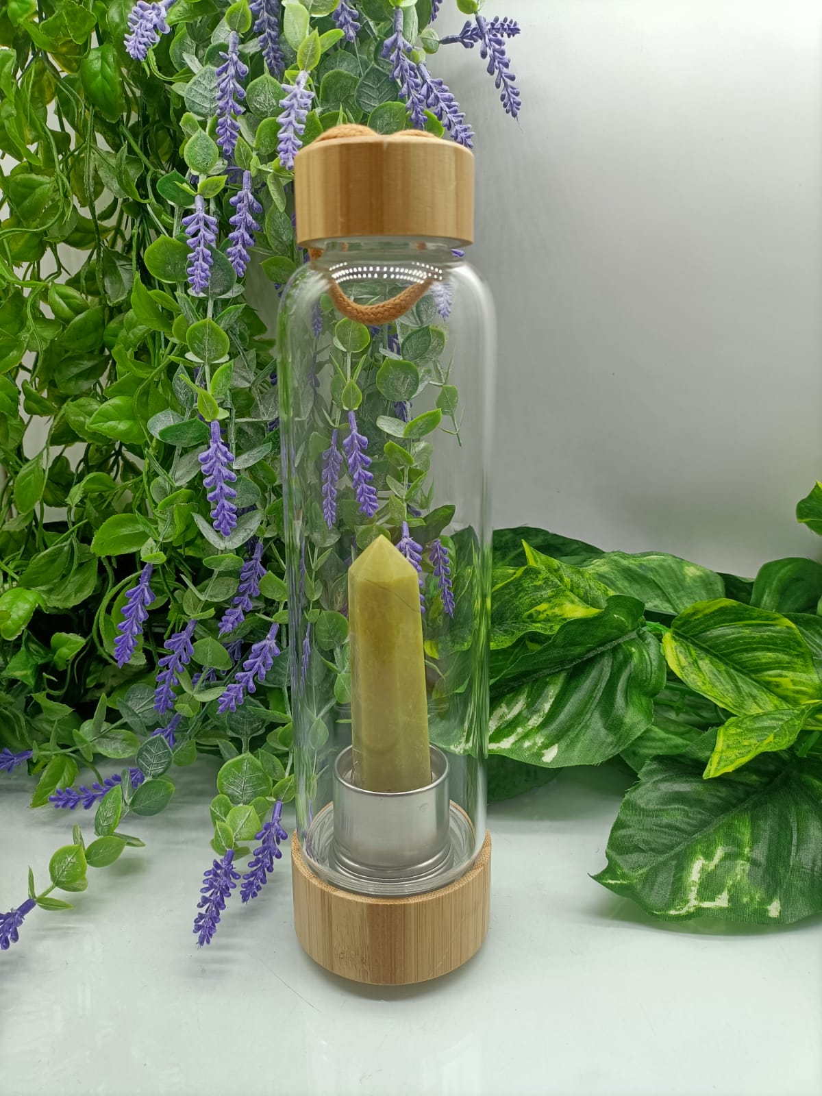 Infused Healing Crystal Bamboo Water Bottle Crystal Wellness