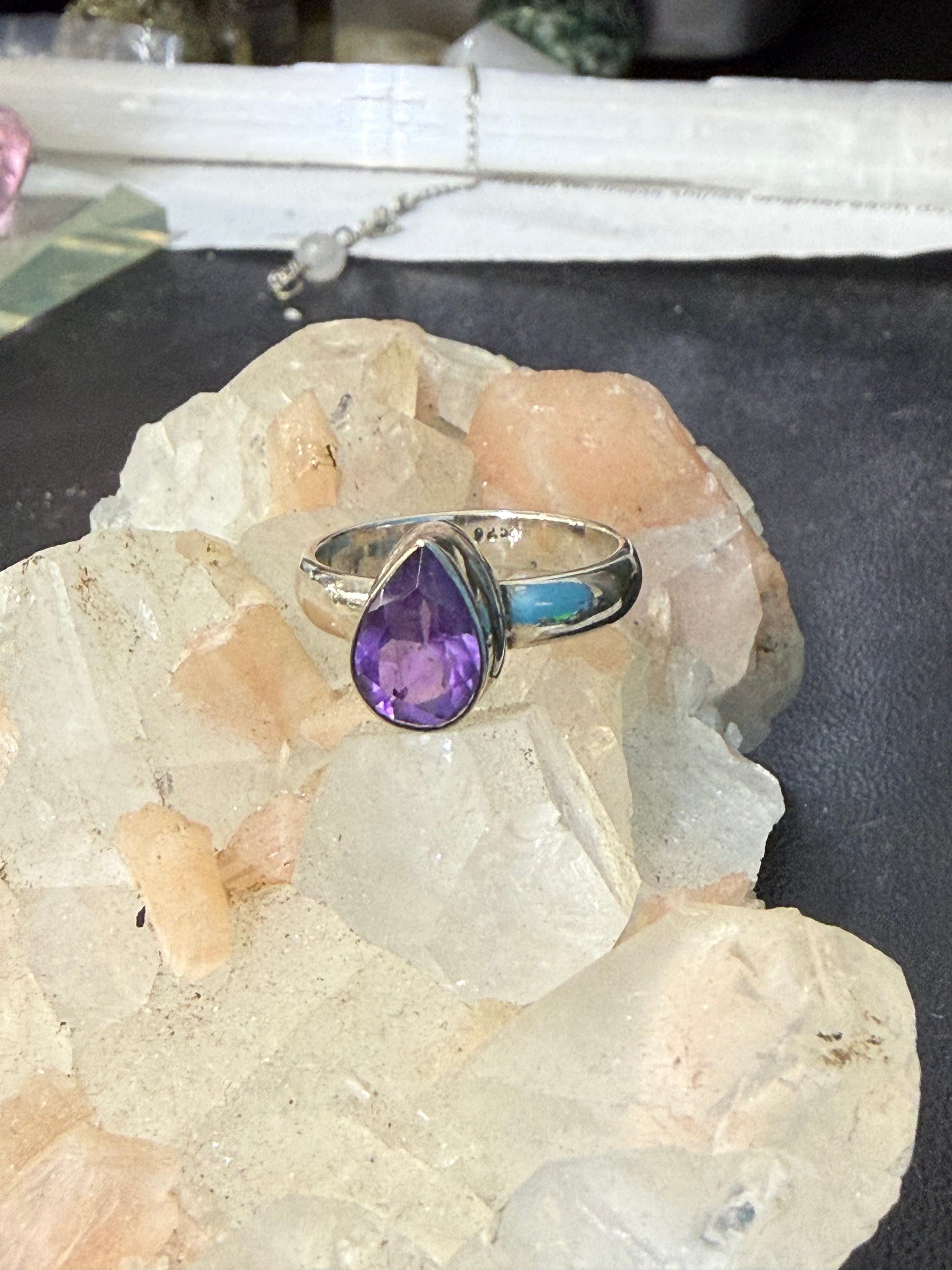💜 Amethyst Ring — “Crown of Serenity”, size 8 Crystal Wellness