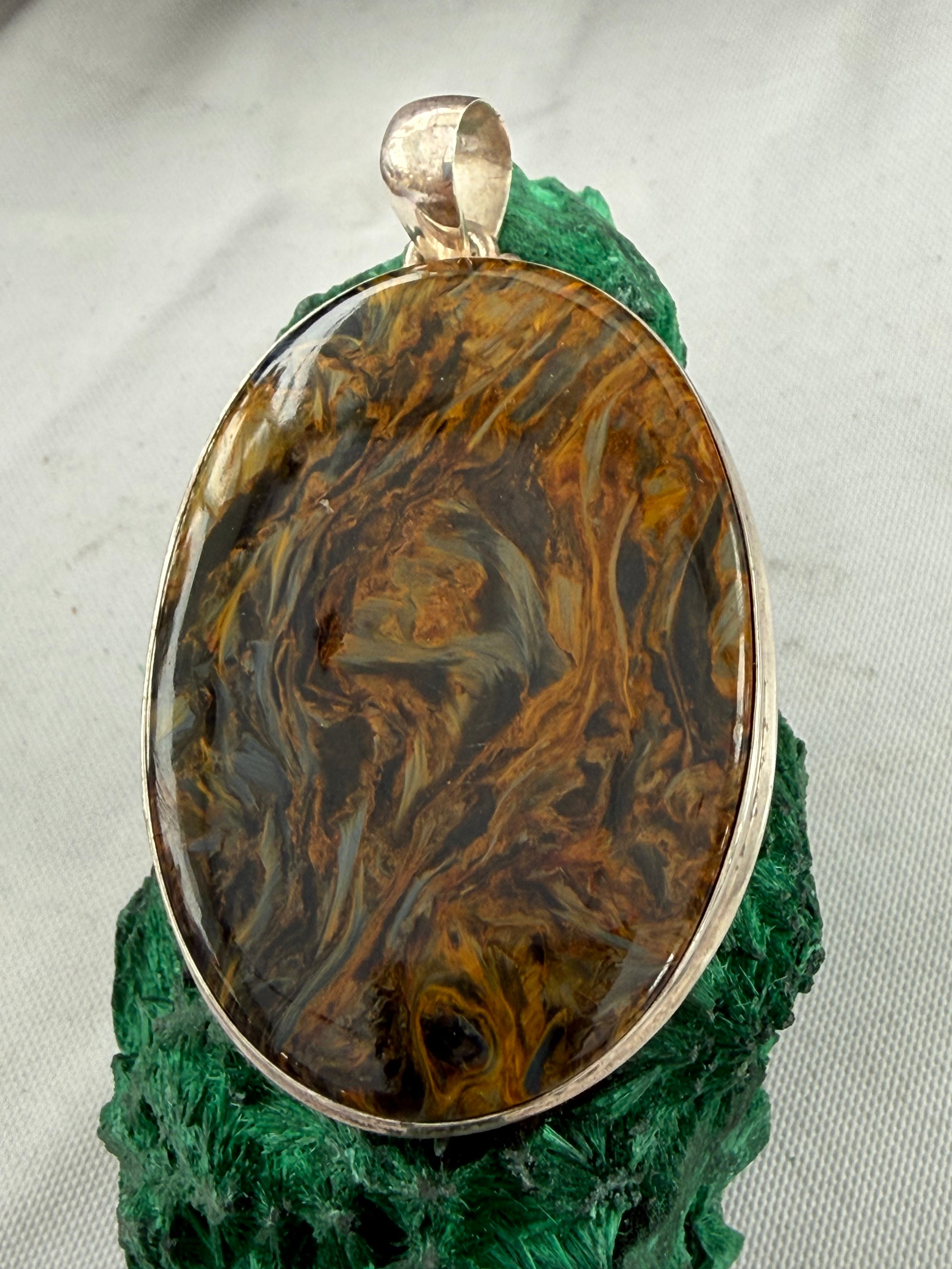 Pietersite Silver Pendant 45mmx38mm Crystal Wellness
