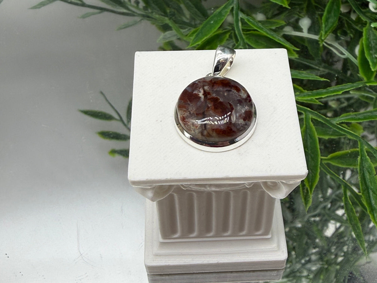 AGATE TUBE SILVER PENDANT — “Stability, Protection & Inner Strength”, 21mmx21mm Crystal Wellness