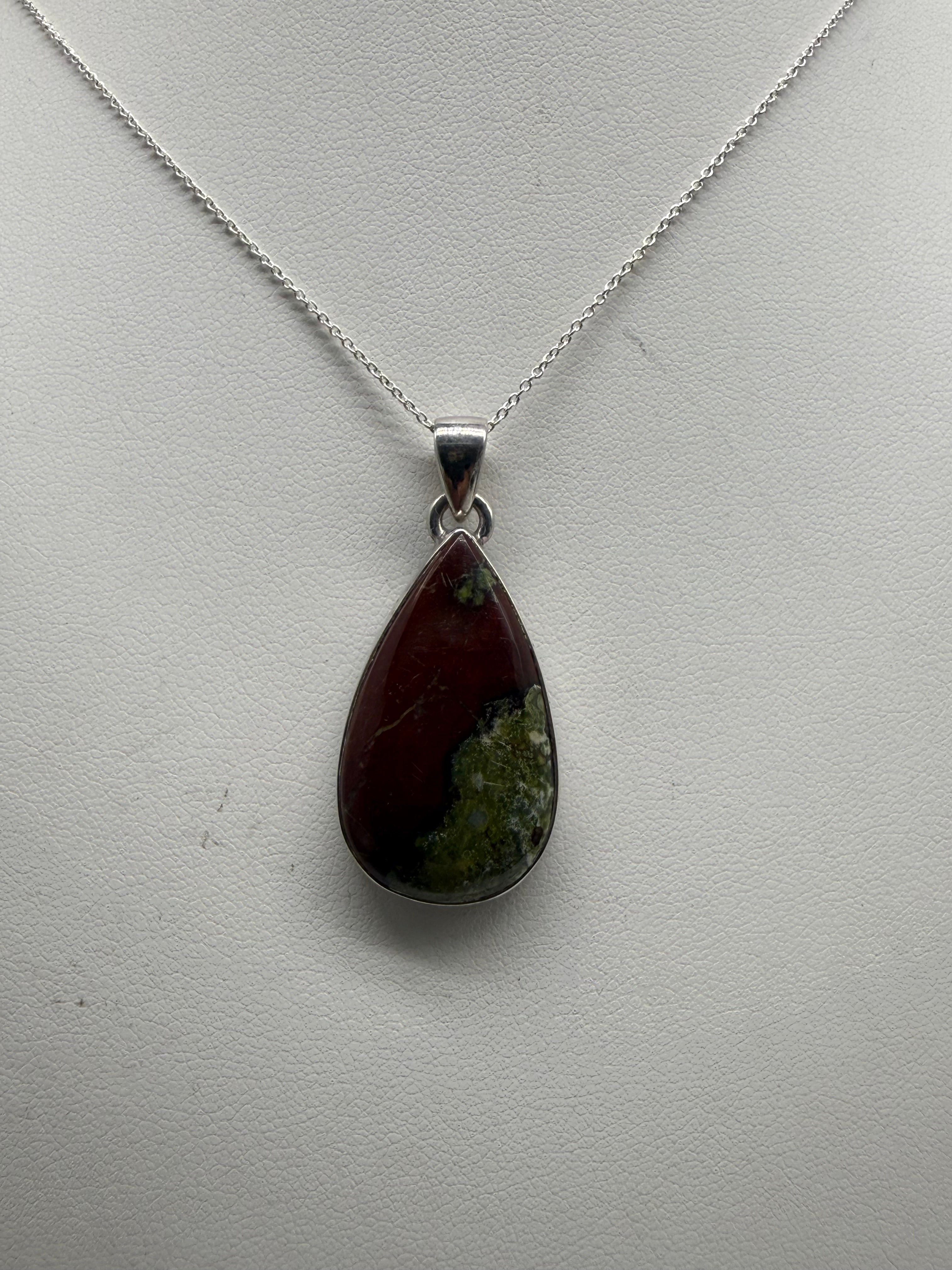 Dragon Blood Jasper Sterling Silver (92.5) Pendant – 29x16mm Crystal Wellness