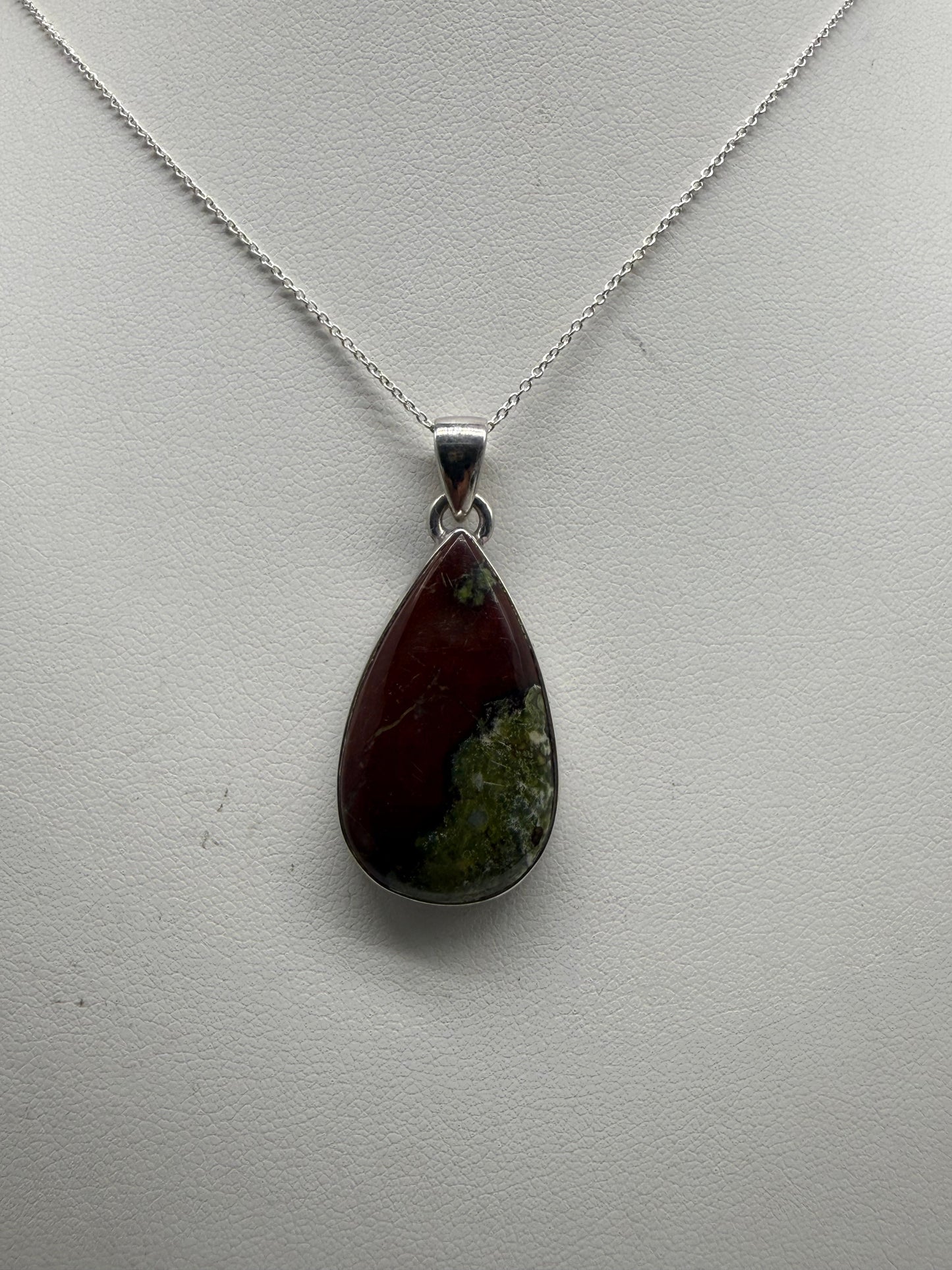 Dragon Blood Jasper Sterling Silver (92.5) Pendant – 29x16mm Crystal Wellness