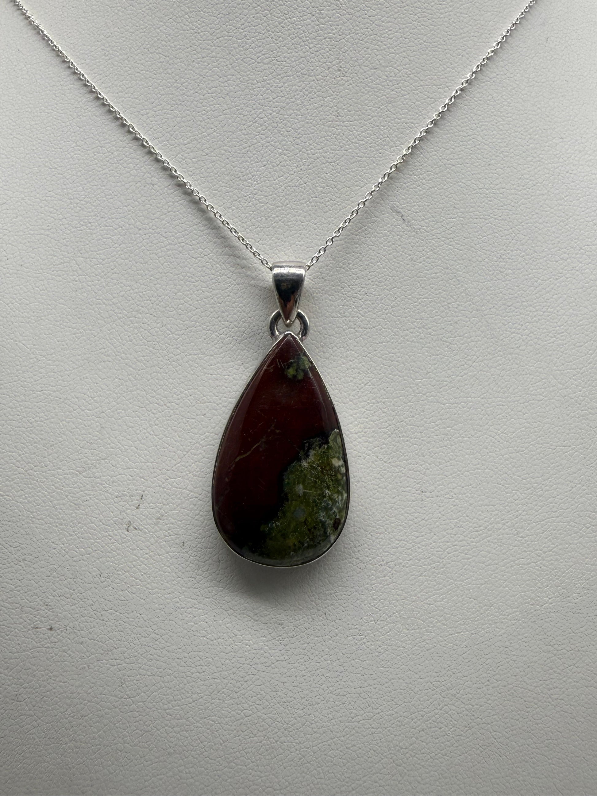 Dragon Blood Jasper Sterling Silver (92.5) Pendant – 29x16mm Crystal Wellness