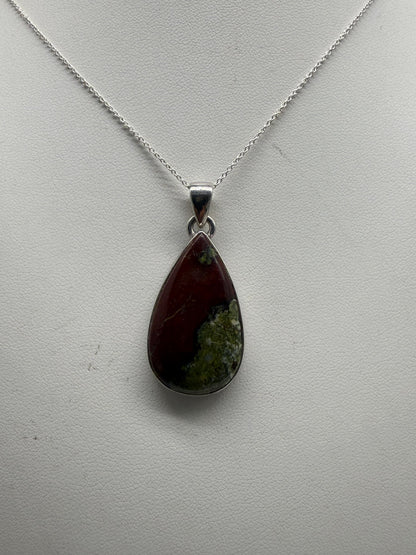 Dragon Blood Jasper Sterling Silver (92.5) Pendant – 29x16mm Crystal Wellness