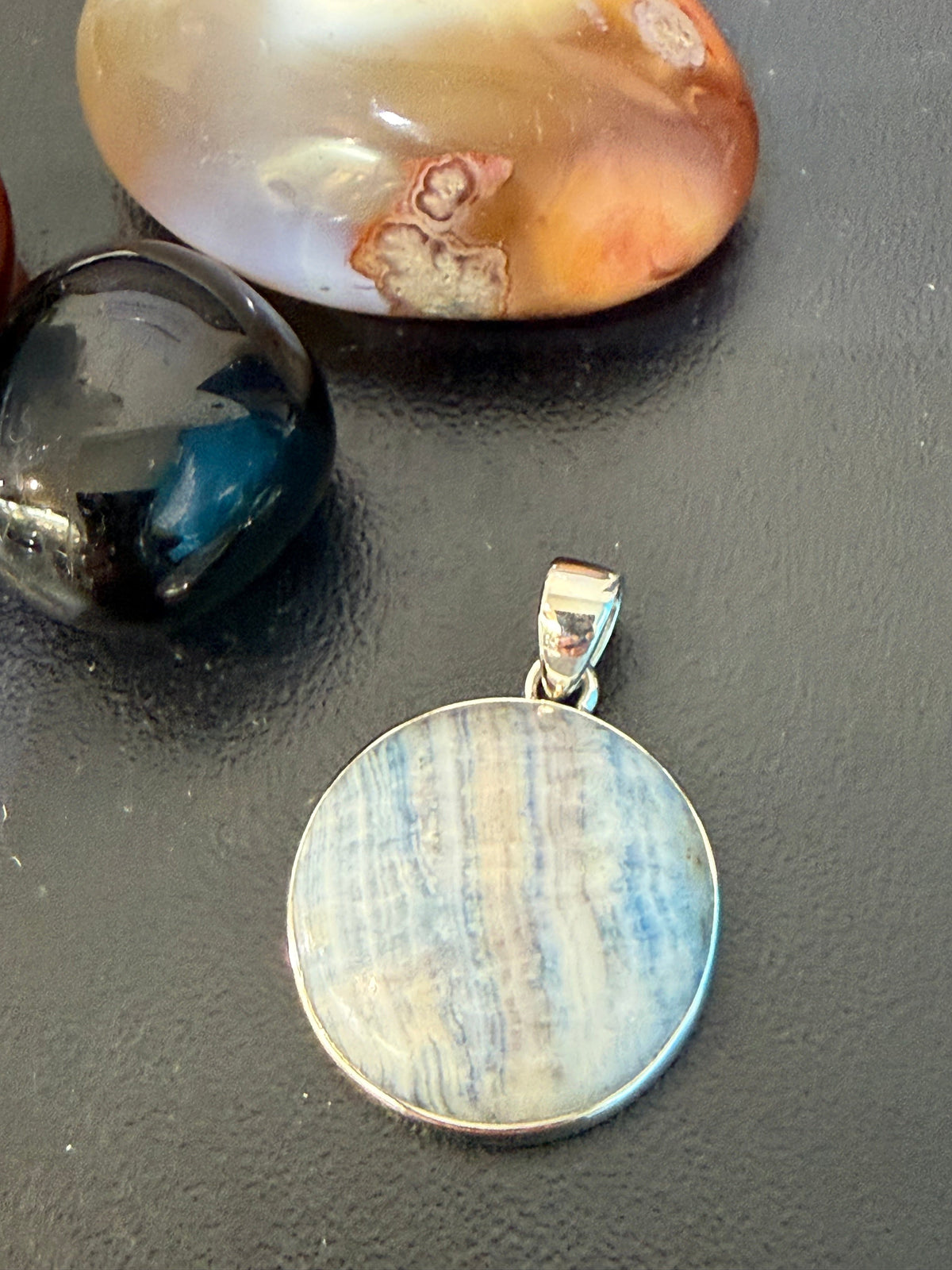 BLUE SCHEELITE PENDANT — “Stone of Intuition, Clarity & Spiritual Awakening”, 26mmx26mm Crystal Wellness